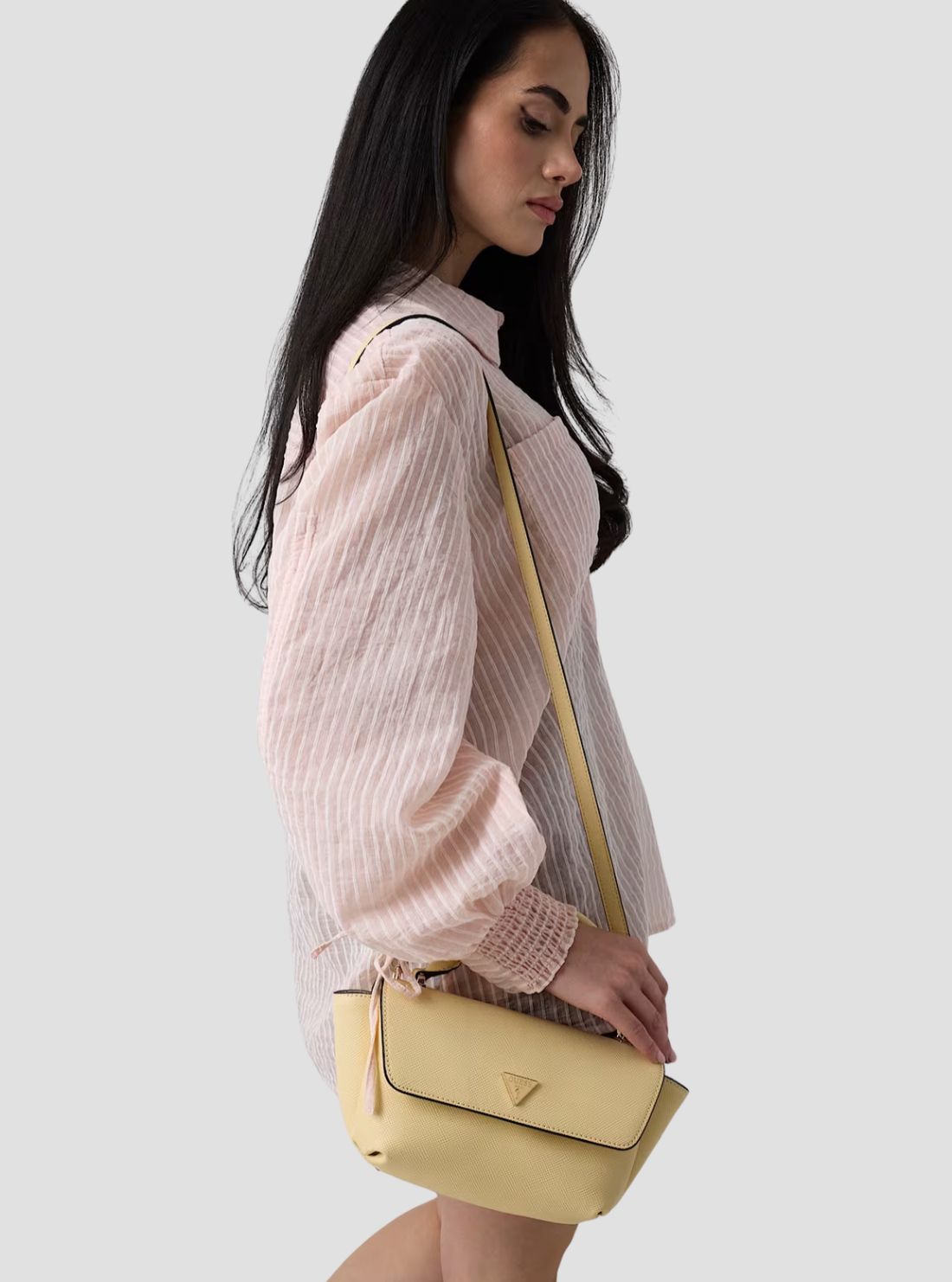 GUESS Womens Pale Yellow Gilda Top Handle Flap Bag ZG974720 Model View