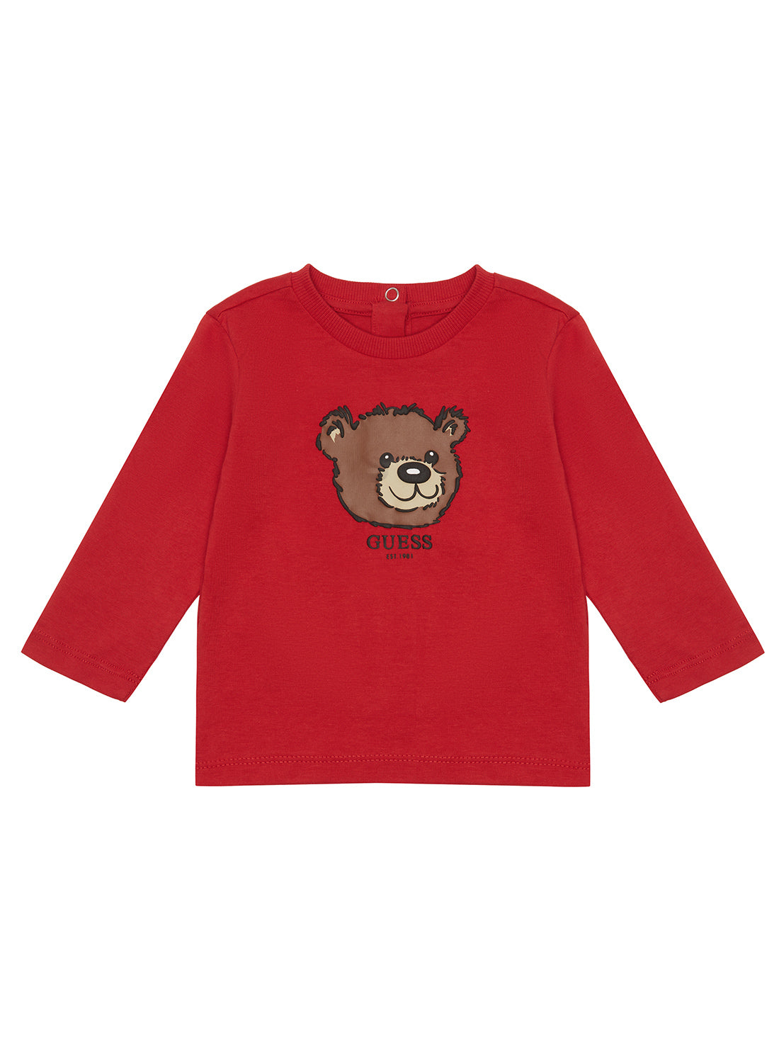 GUESS Kids Red Bear Graphic Long Sleeve T-Shirt (0–9m) I5YI02K8HM4 Front View