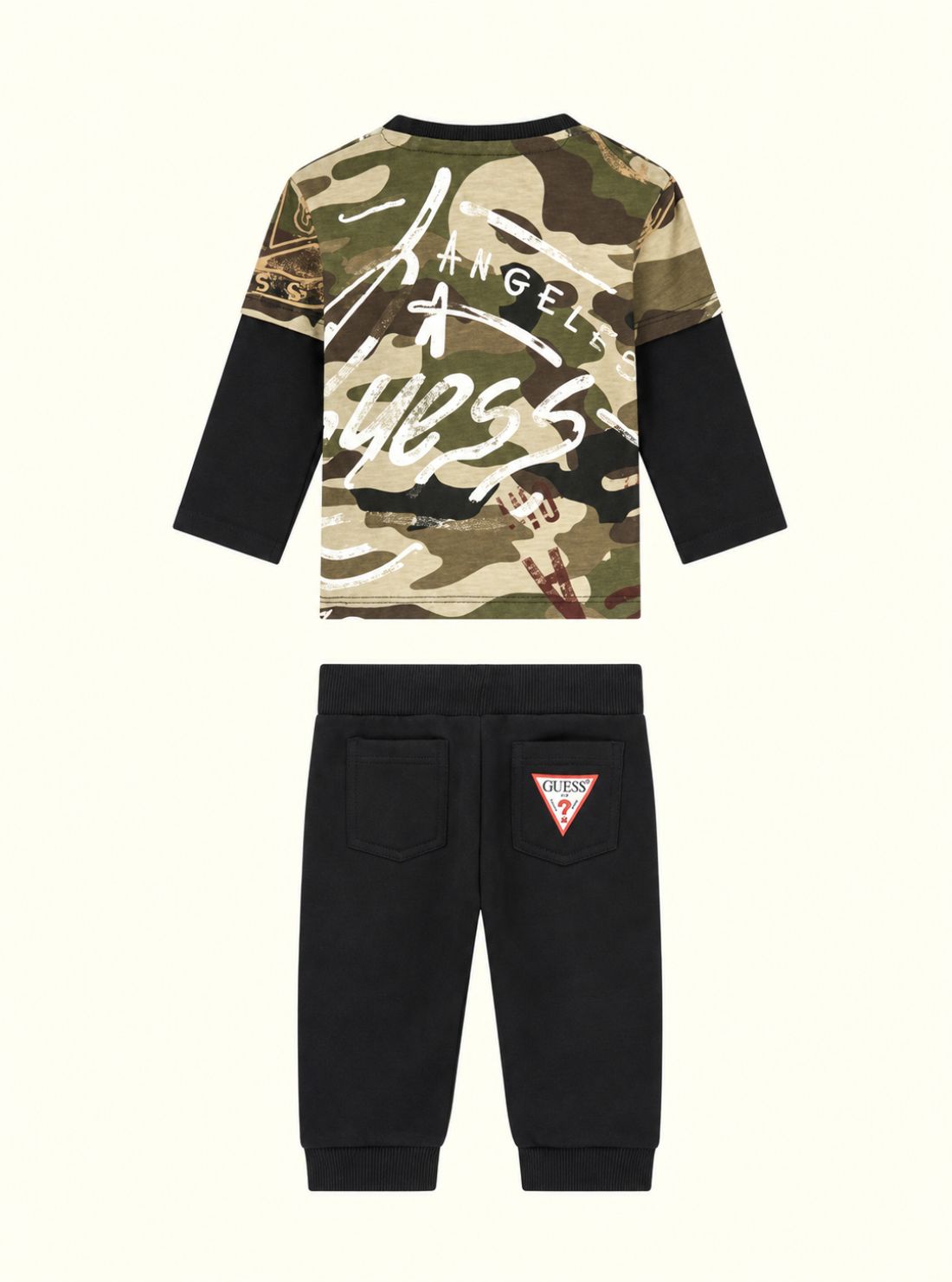 GUESS Kids Camo Graffiti Long Sleeve T-Shirt and Pants Set (0-24m) I6BG01K5800 Back View