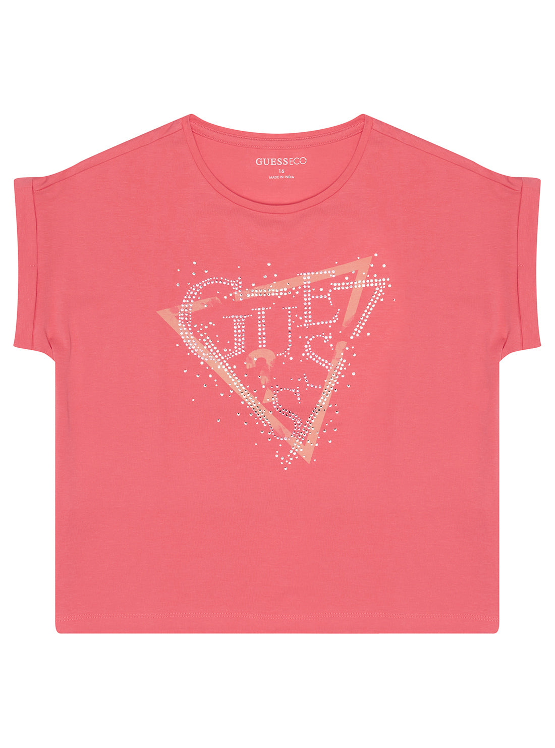 Girl's Pink Crystal Logo T-Shirt front view