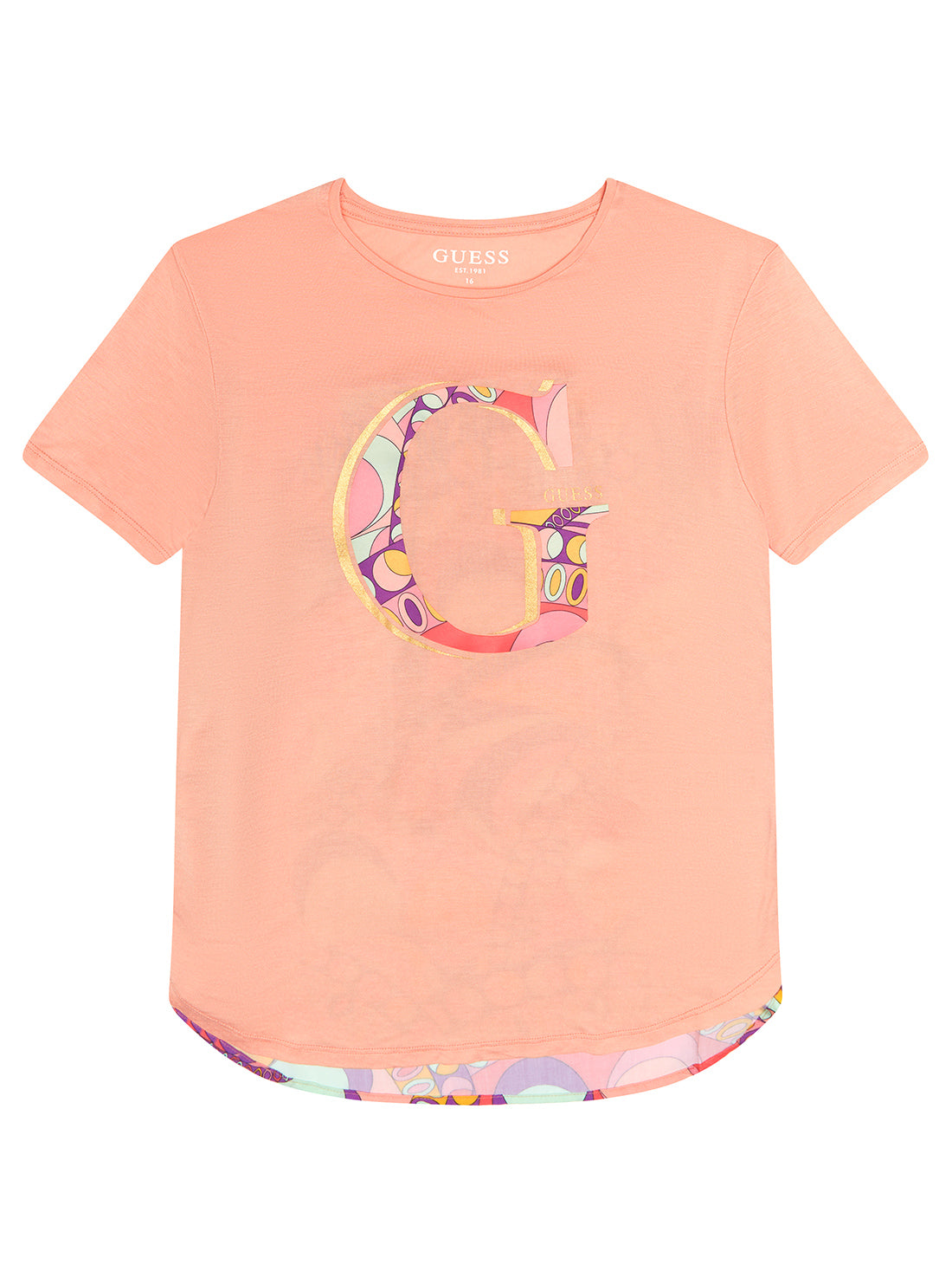 Women's Peach Circle Print T-Shirt (7-16) front view
