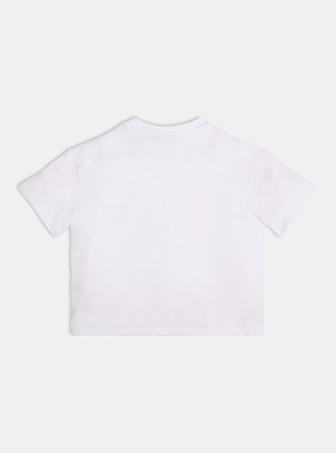 White Floral Embroidered Logo T-Shirt (7-16) | GUESS Kids | Back view