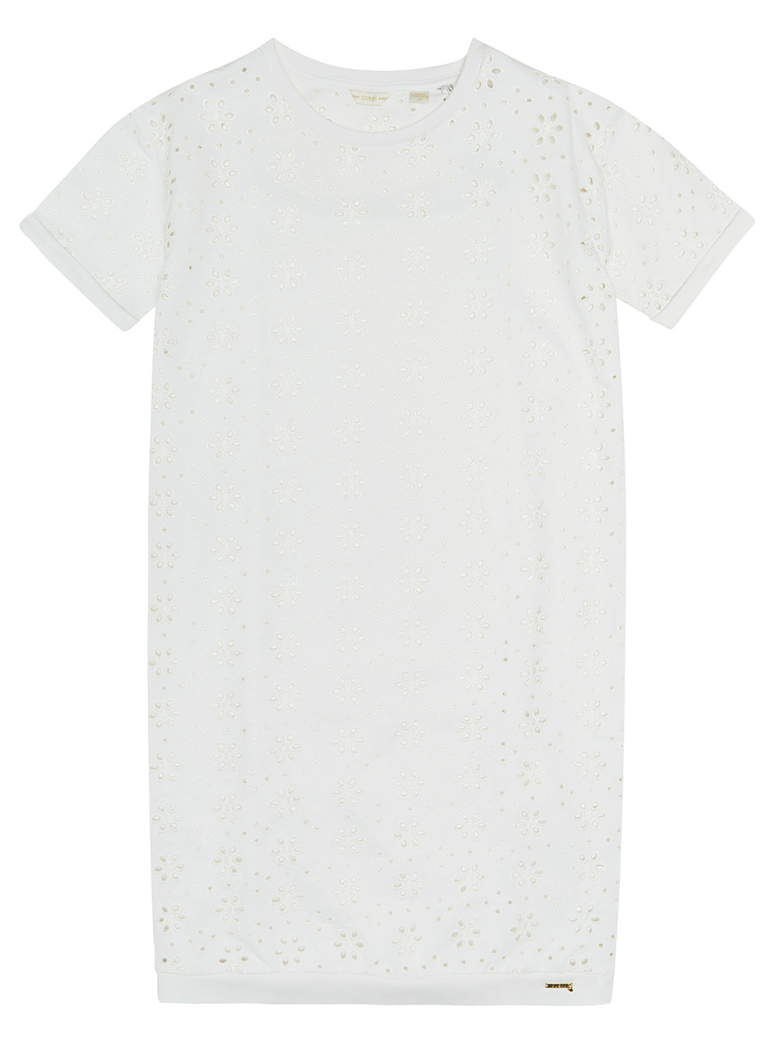 White Sangallo Terry Dress (7-16) | GUESS Kids | Front view