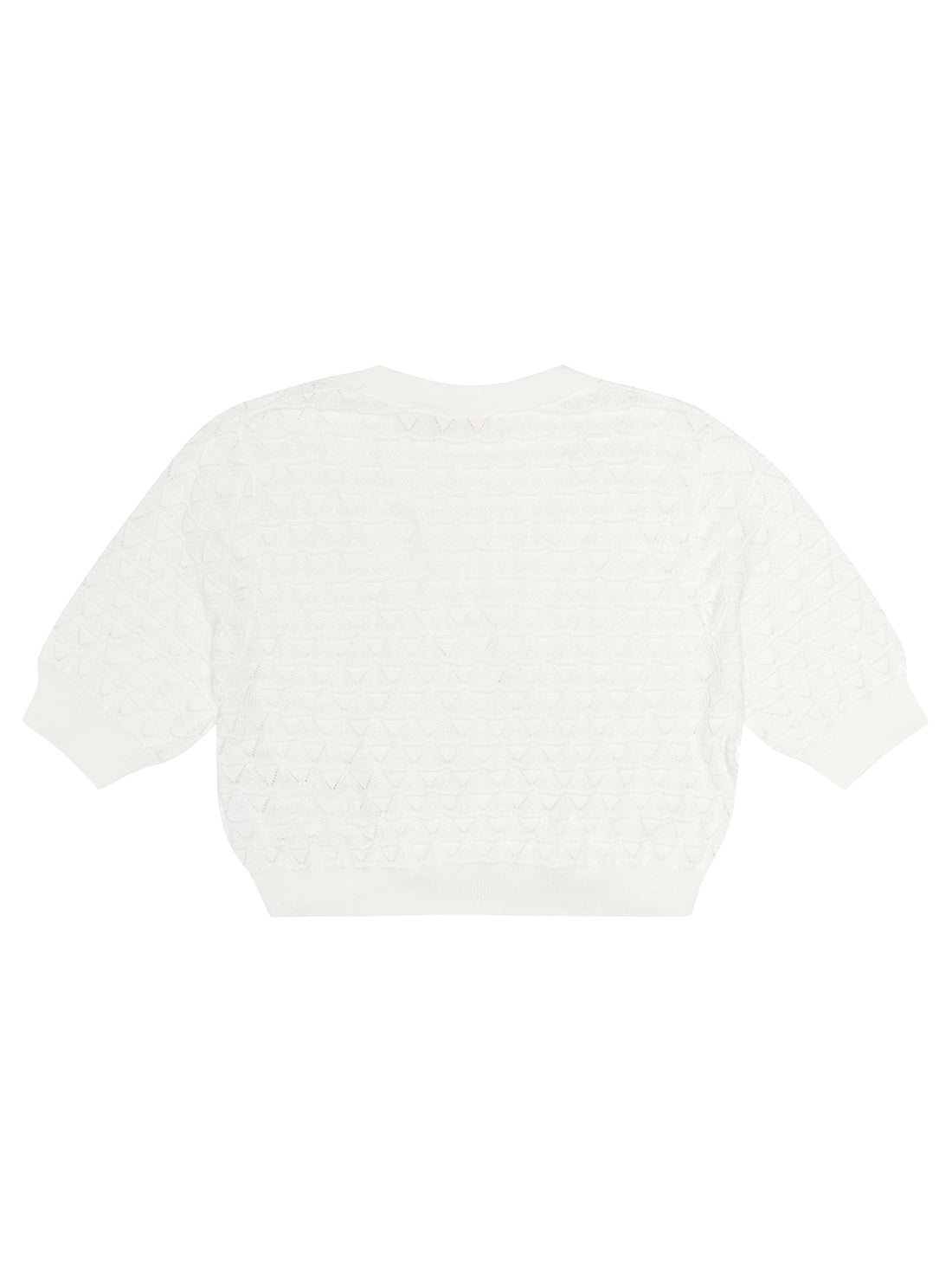 Girl's White Knit Short Sleeve Cardigan (7-16) | GUESS Kids | back view