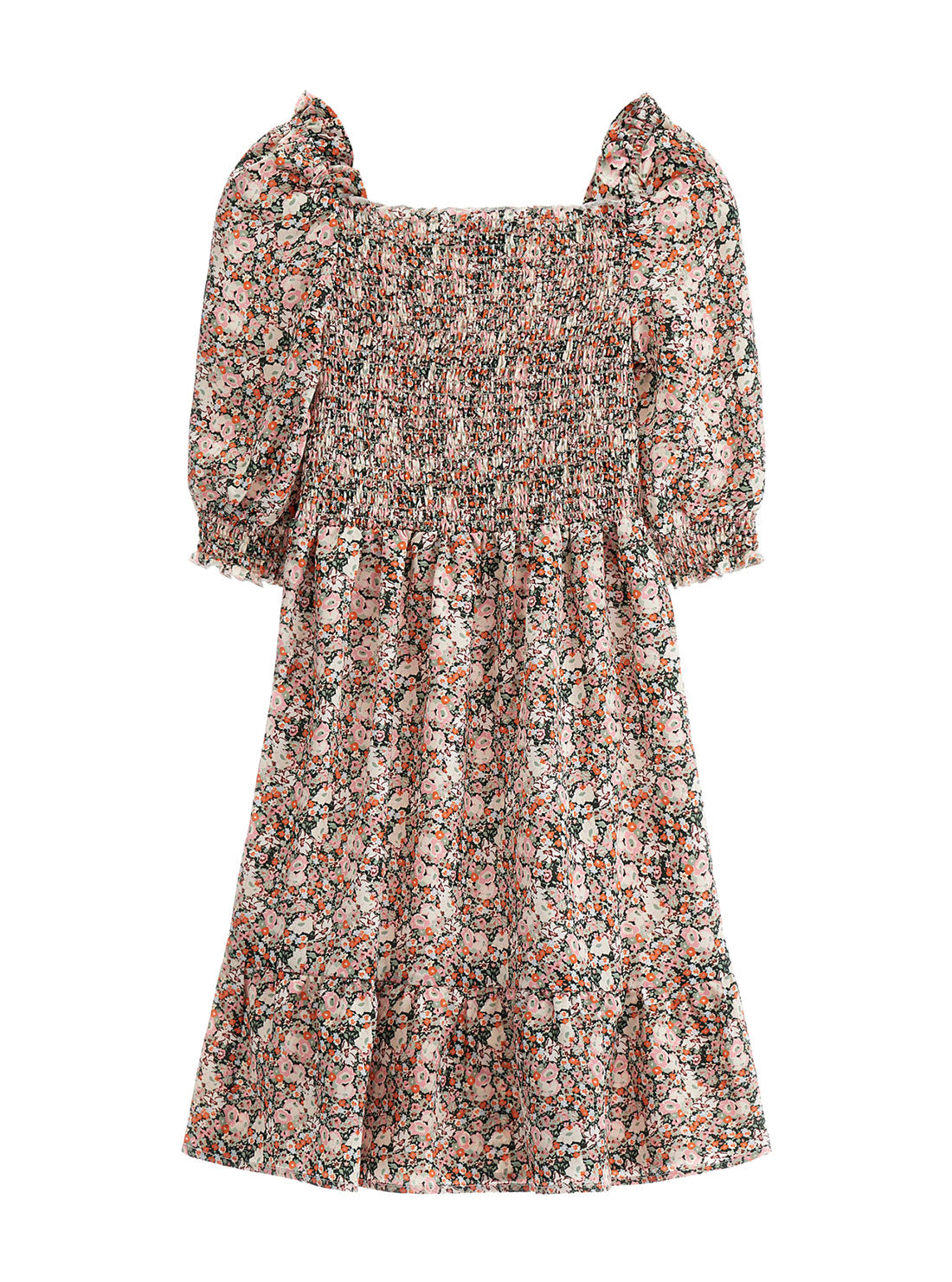 Flower Fantasy Print Dress (7-16) | GUESS Kids | back view
