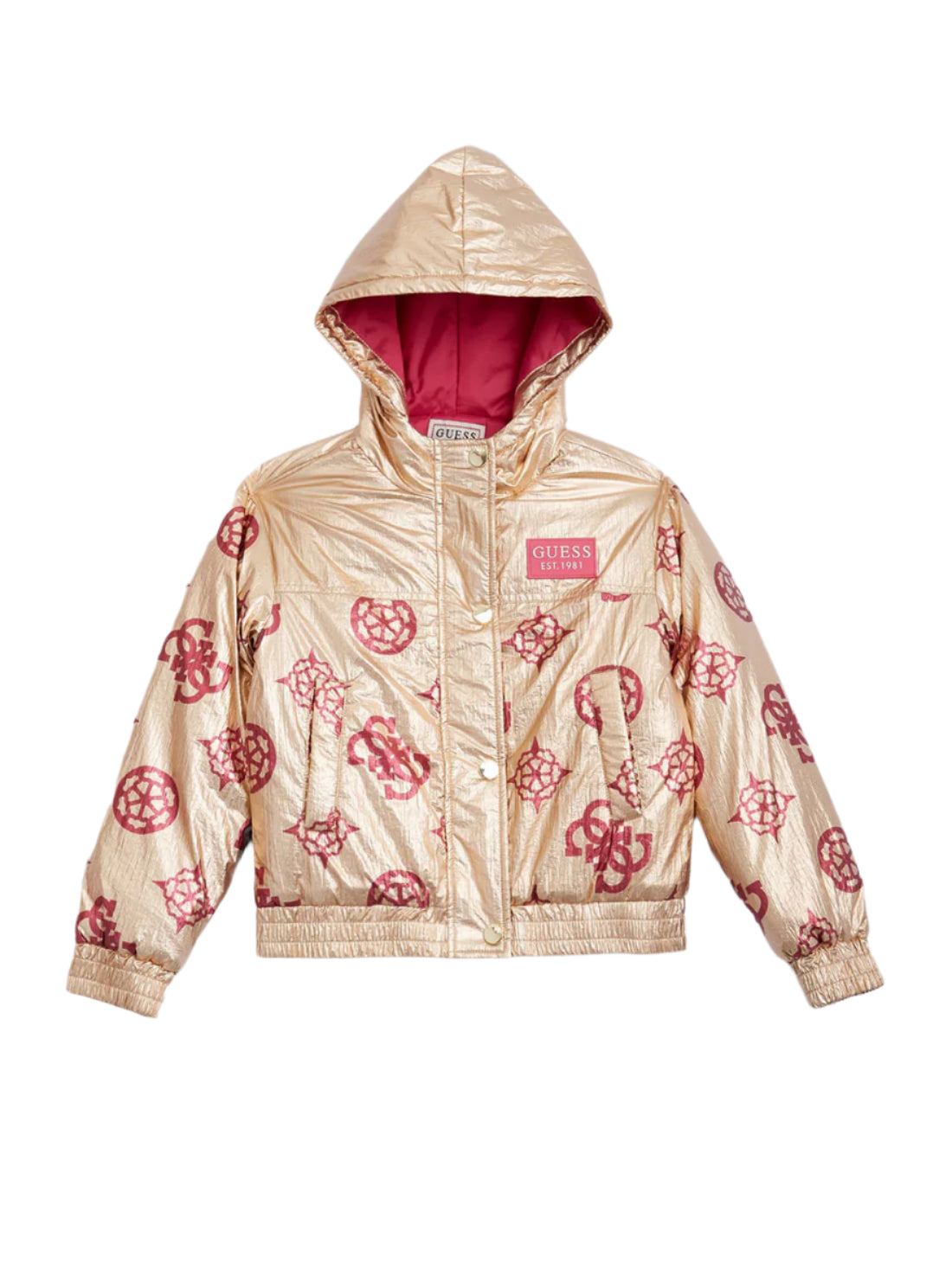 GUESS Pink Logo Padded Jacket (7-16) front view