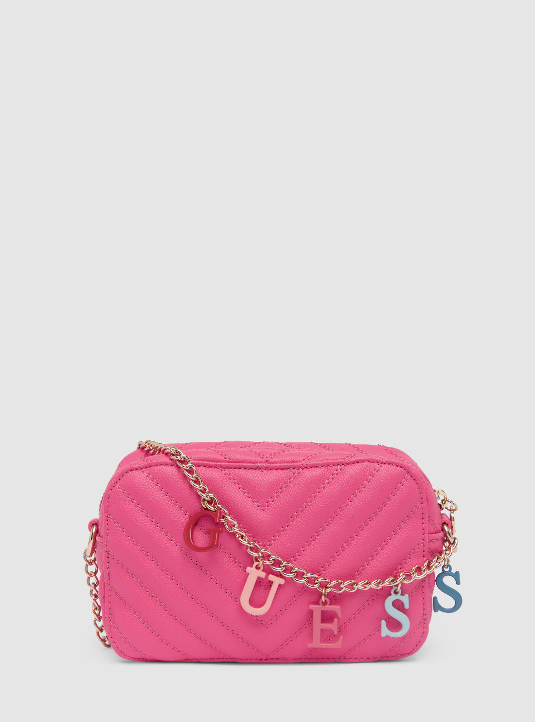 GUESS Women's Pink Quilted Camera Bag J4GZ23WFZL0 Back View