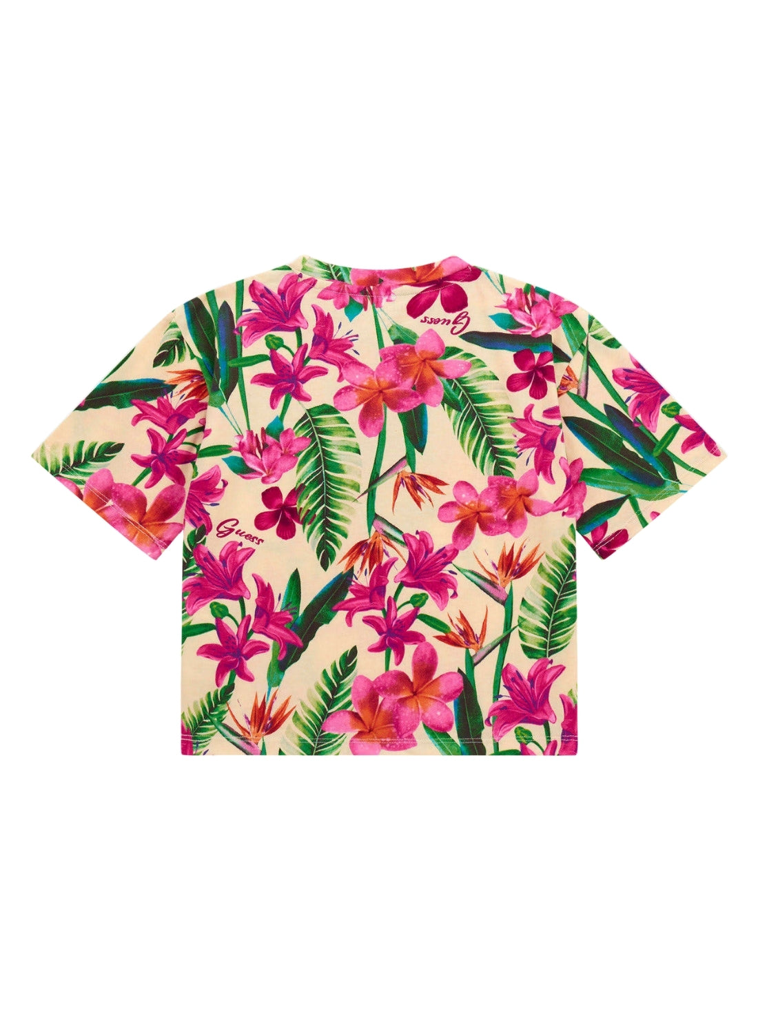 GUESS Kids Eco Pink Floral Multi Midi T-Shirt (7-16) J5GI10K6YW4 Back View