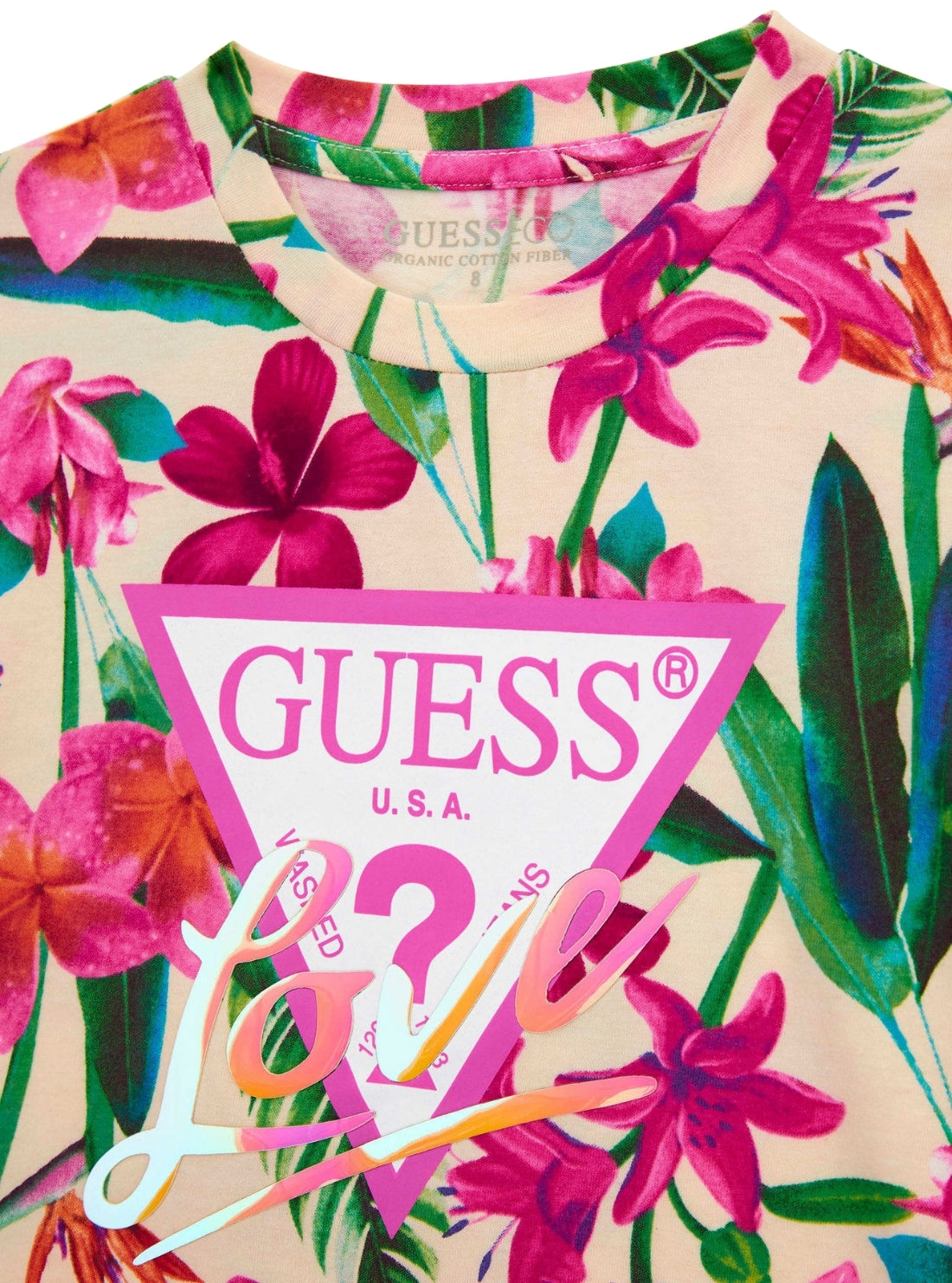 GUESS Kids Eco Pink Floral Multi Midi T-Shirt (7-16) J5GI10K6YW4 Detail View