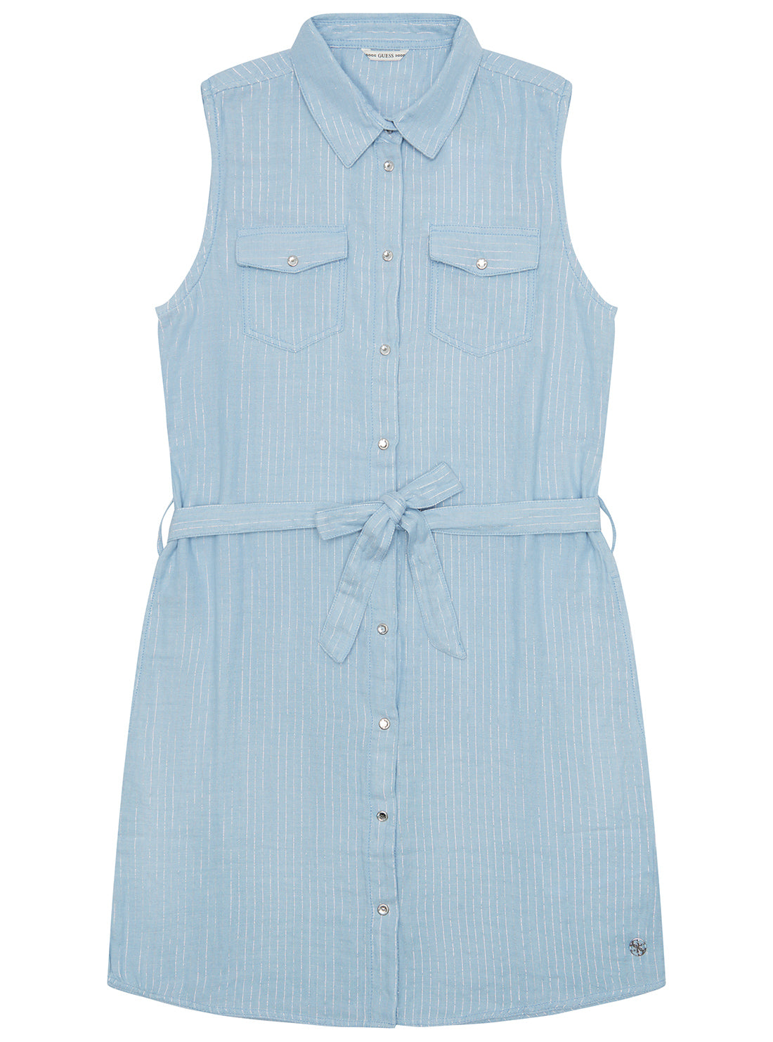 GUESS Kids Blue Lurex Bonded Gauze Dress (7–16) J5GK10WH6S0 Front View