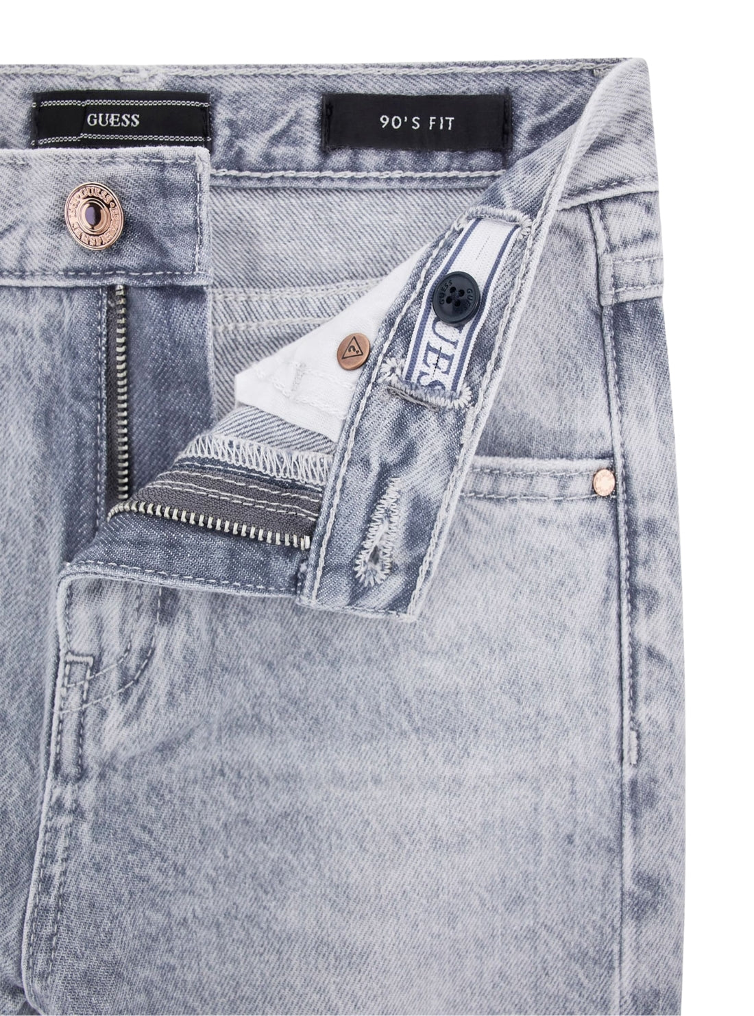 GUESS Kids Grey Rigid Denim 90s Pants (7-16) J5YA00D5NJ0 Front Detail View