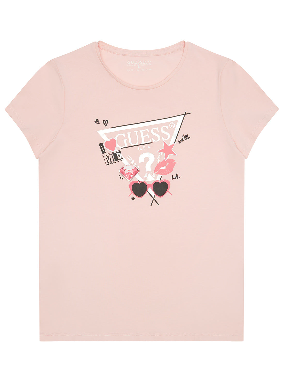 GUESS Kids Pink Graphic T-Shirt (7–16) J5YI00K6YW4 Front View