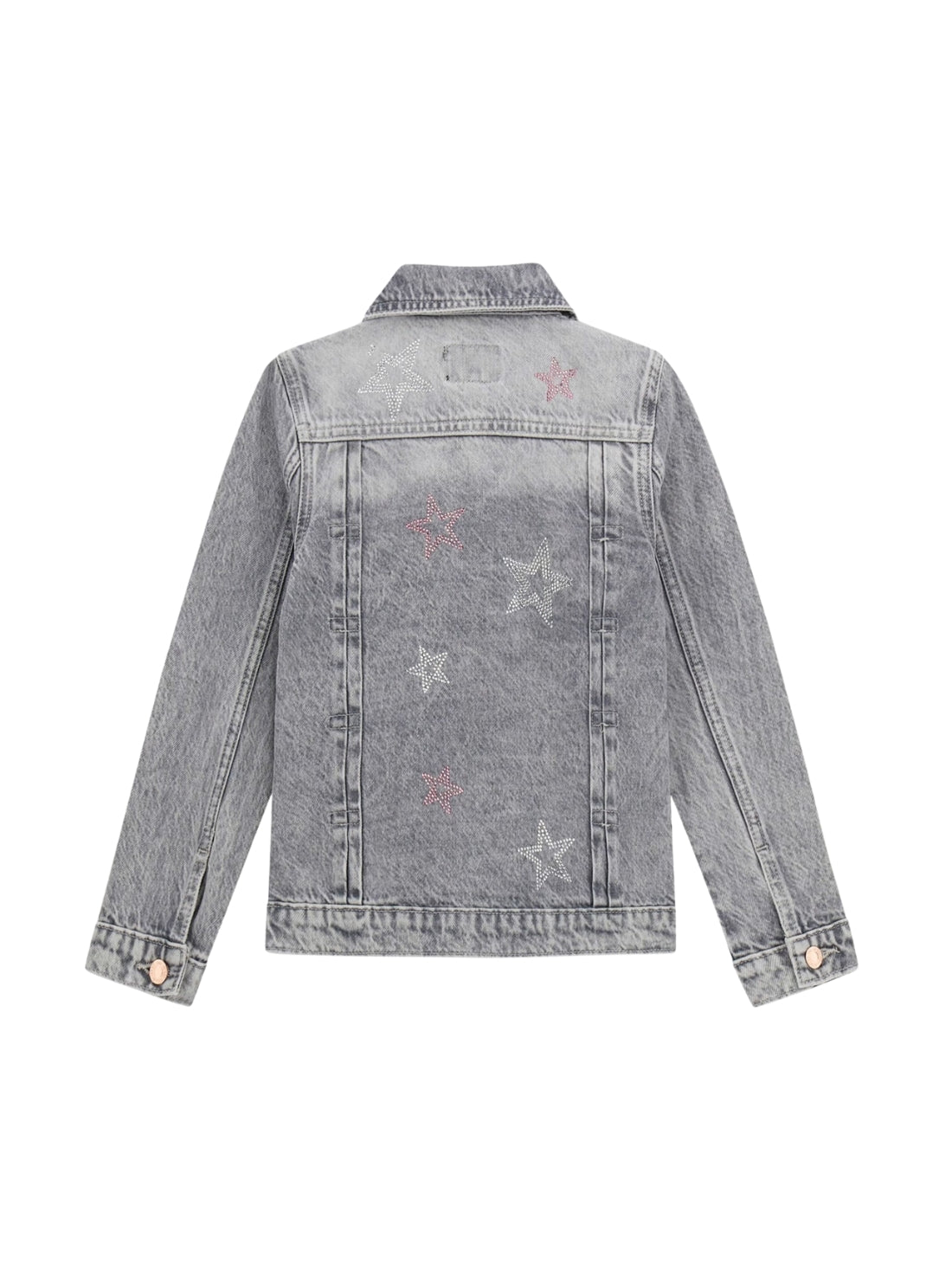 GUESS Kids Grey Rigid Denim Jacket with Stars (7-16) Back View