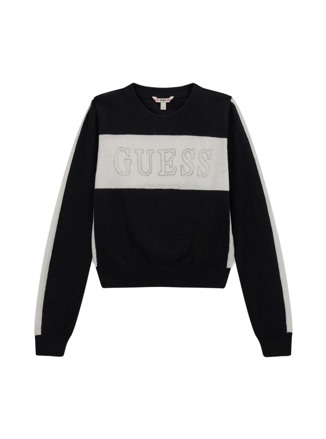 GUESS Womens Black Long Sleeve Knitted Sweater (7-16) Front View
