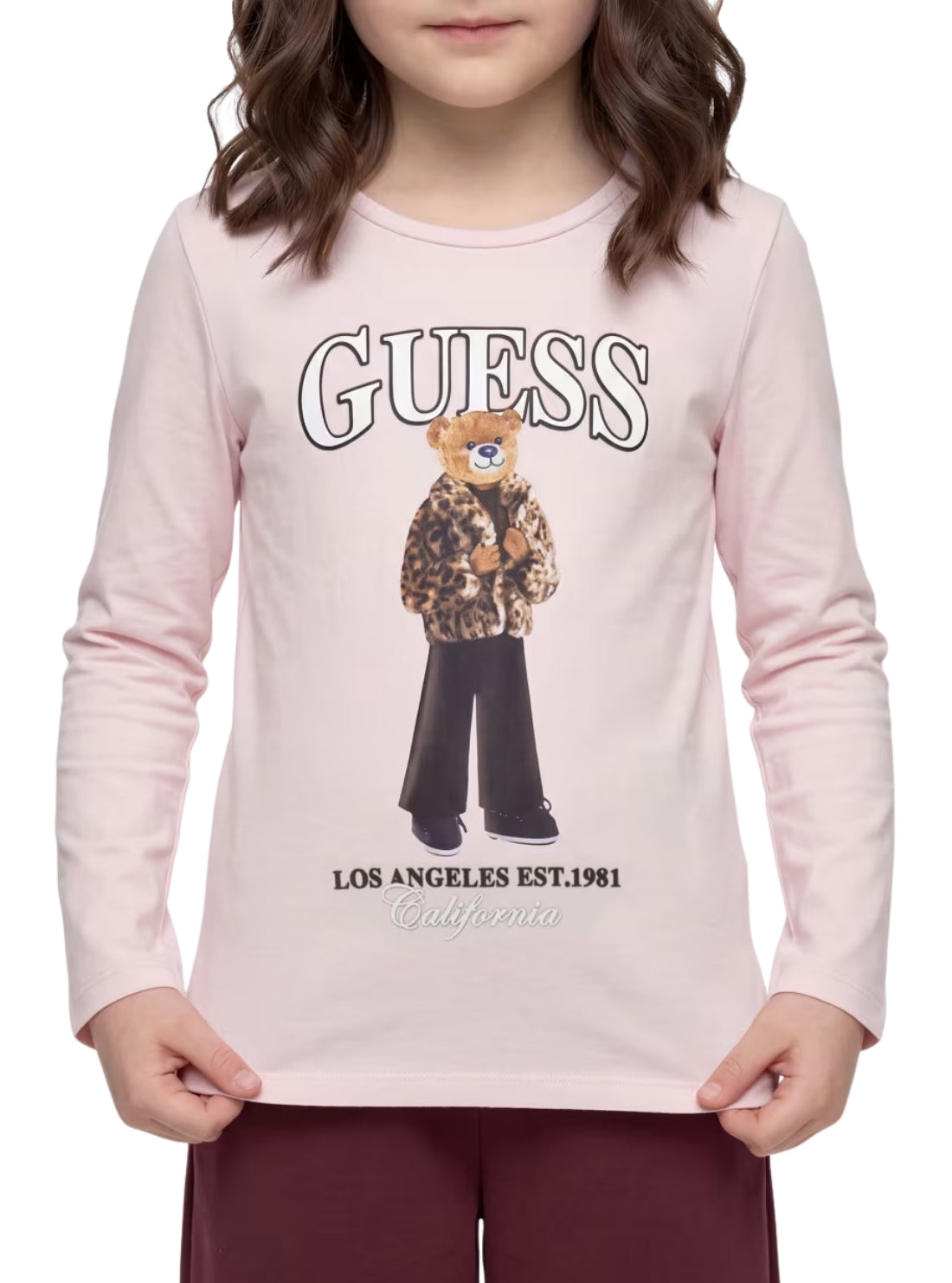 GUESS Kids Pink Long-Sleeve Graphic Bear T-Shirt (7-16) J6BI11K5790 Detail View