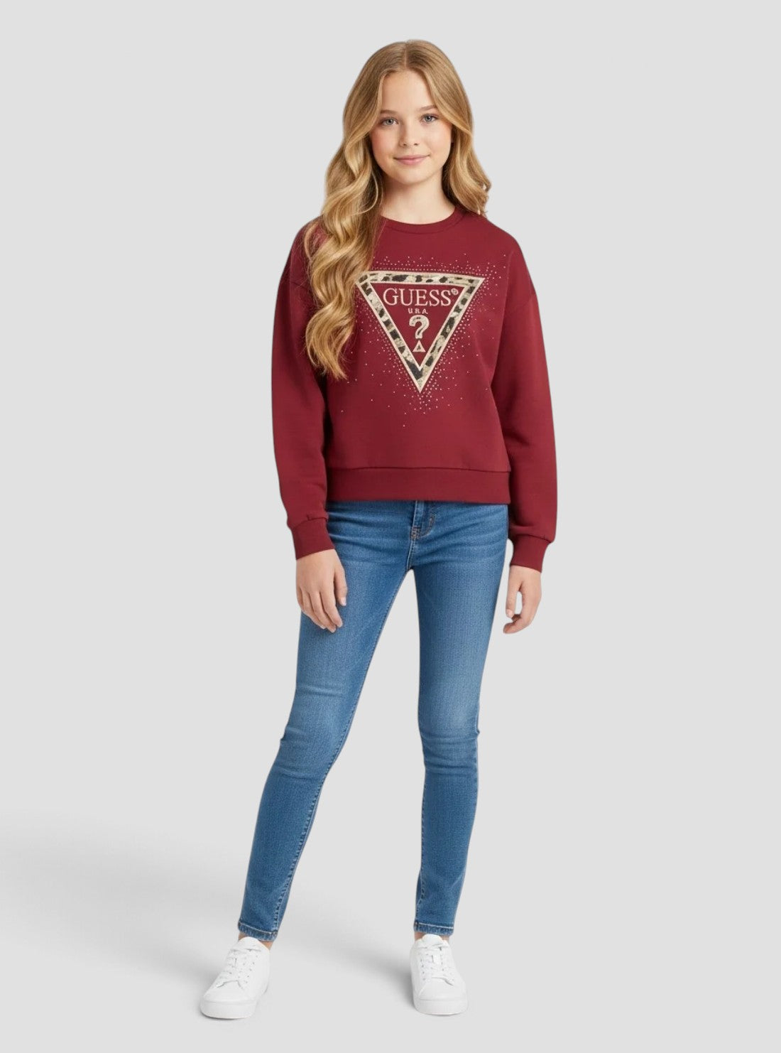 GUESS Kids Red Triangle Logo Sweatshirt (7-16) J6BQ07K6093 Model View