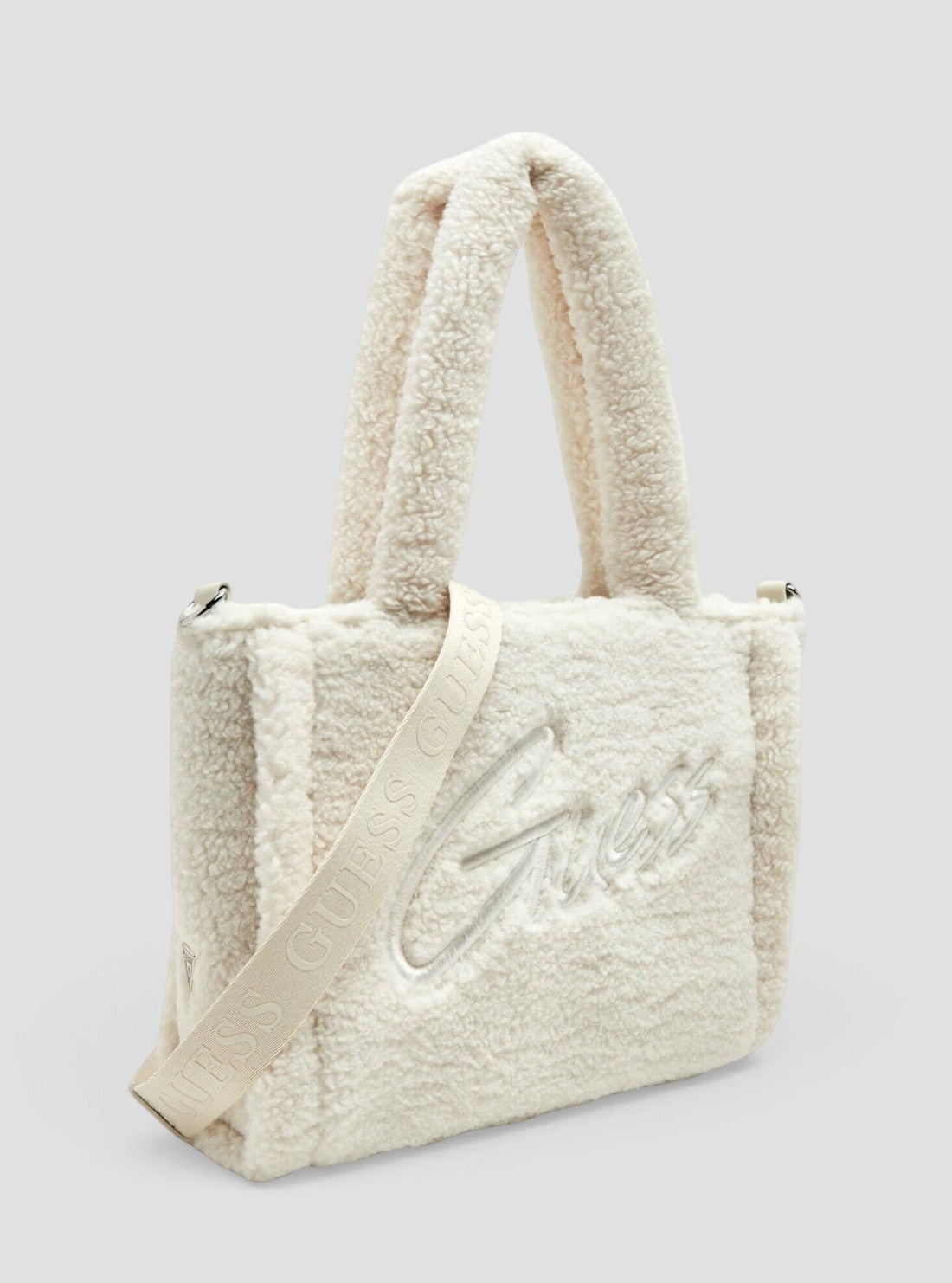 GUESS Kids Cream White Teddy Tote Bag J6BZ19W4024 Side View