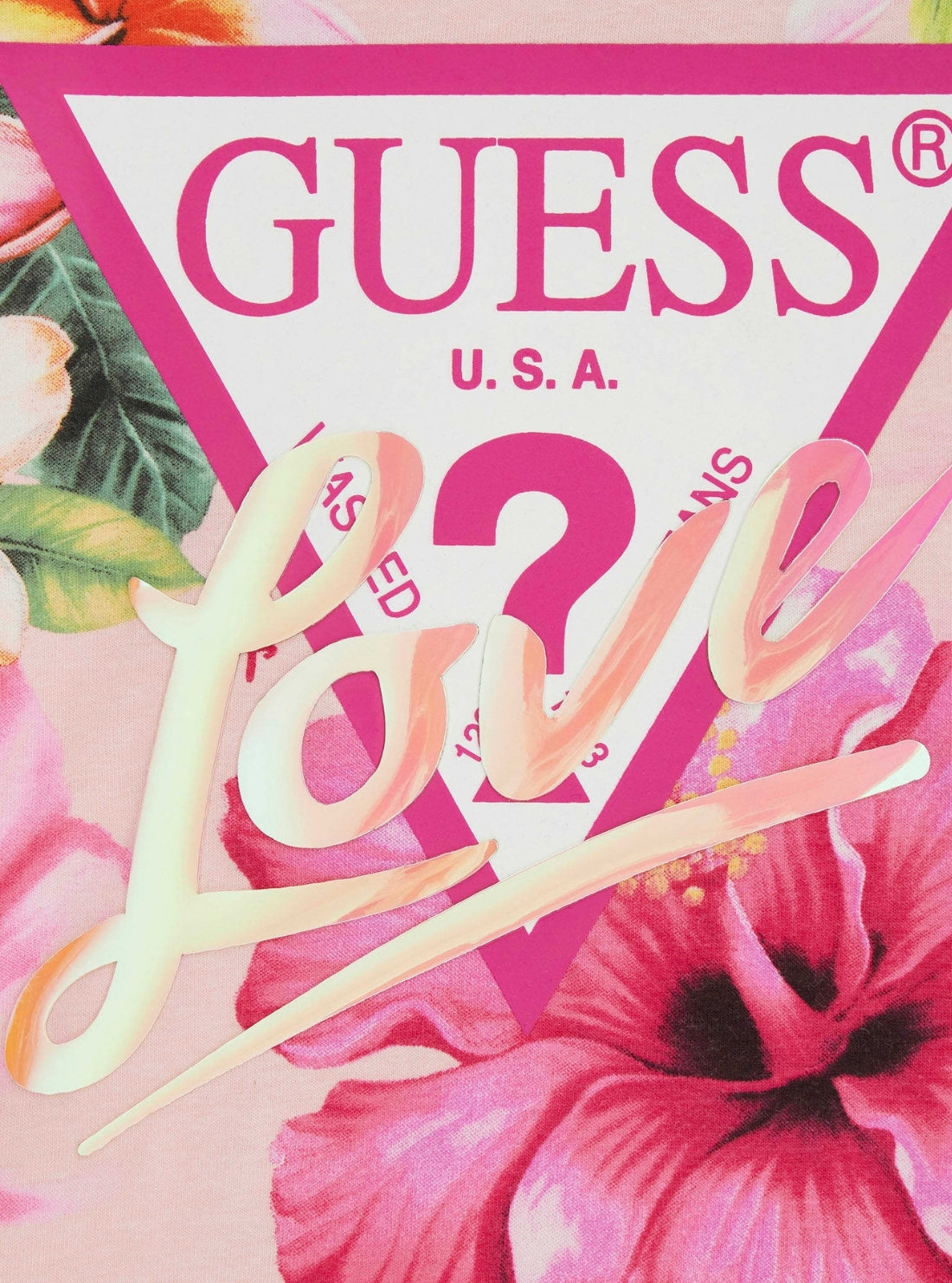 GUESS Kids Pink Floral Logo Midi T-Shirt (7-16) J6GI03K6YW4 Detail View