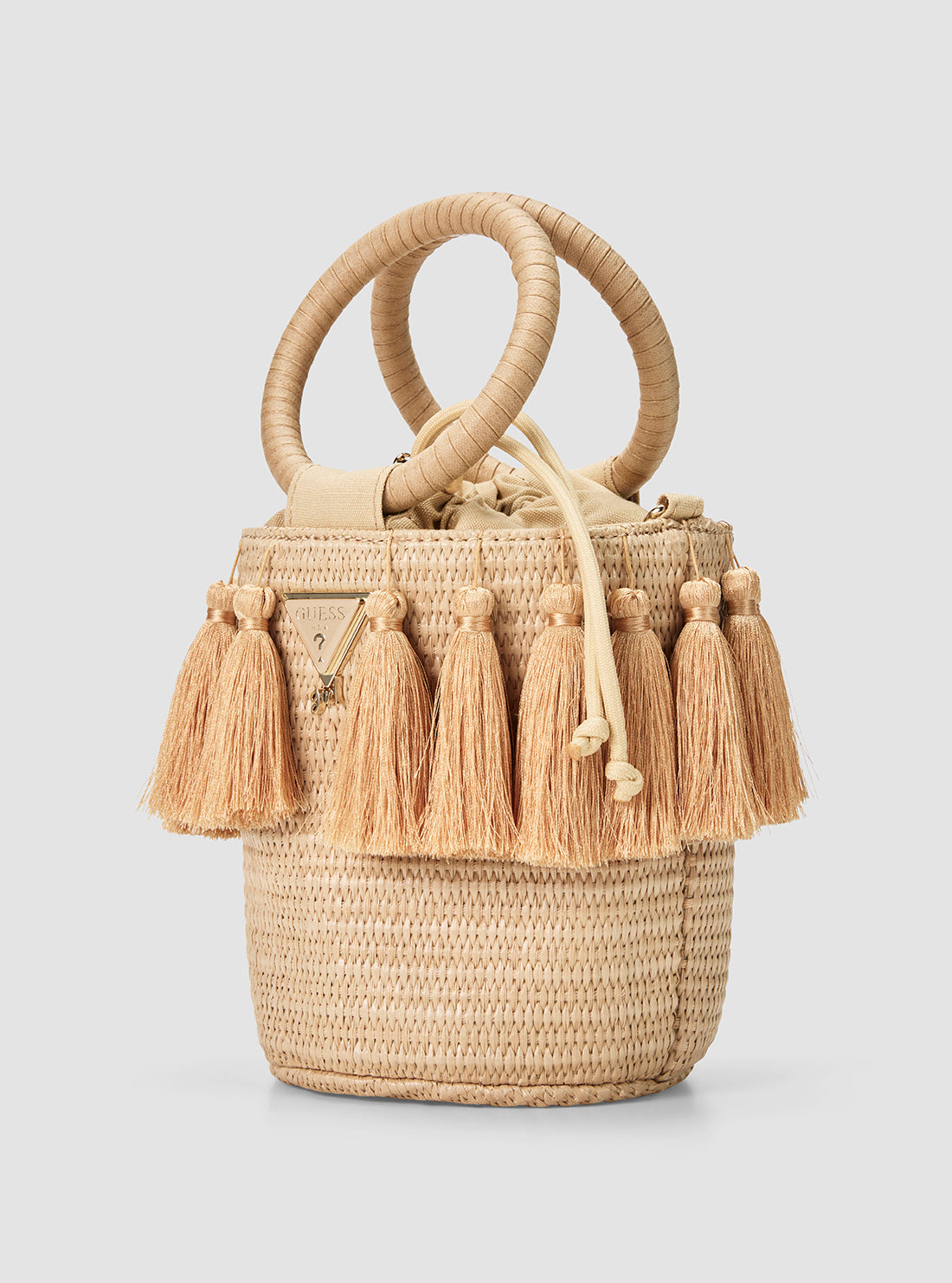 GUESS Kids Pearl Oyster Straw Bucket Bag J6GZ16WO680 Back View