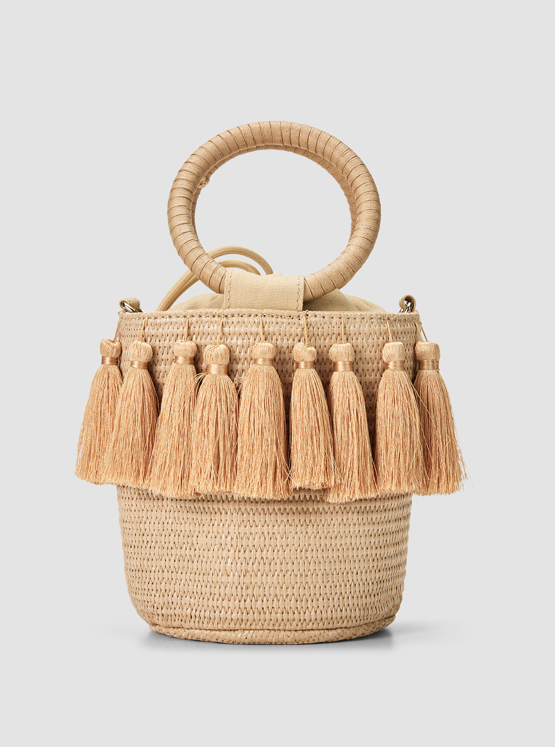 GUESS Kids Pearl Oyster Straw Bucket Bag J6GZ16WO680 Back View