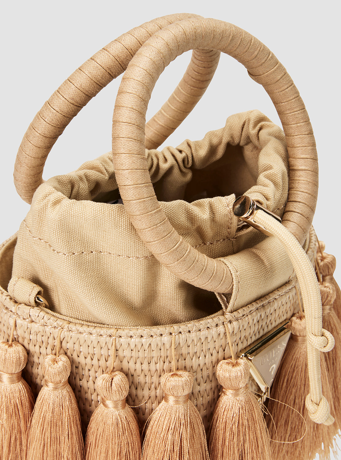 GUESS Kids Pearl Oyster Straw Bucket Bag J6GZ16WO680 Detail View2