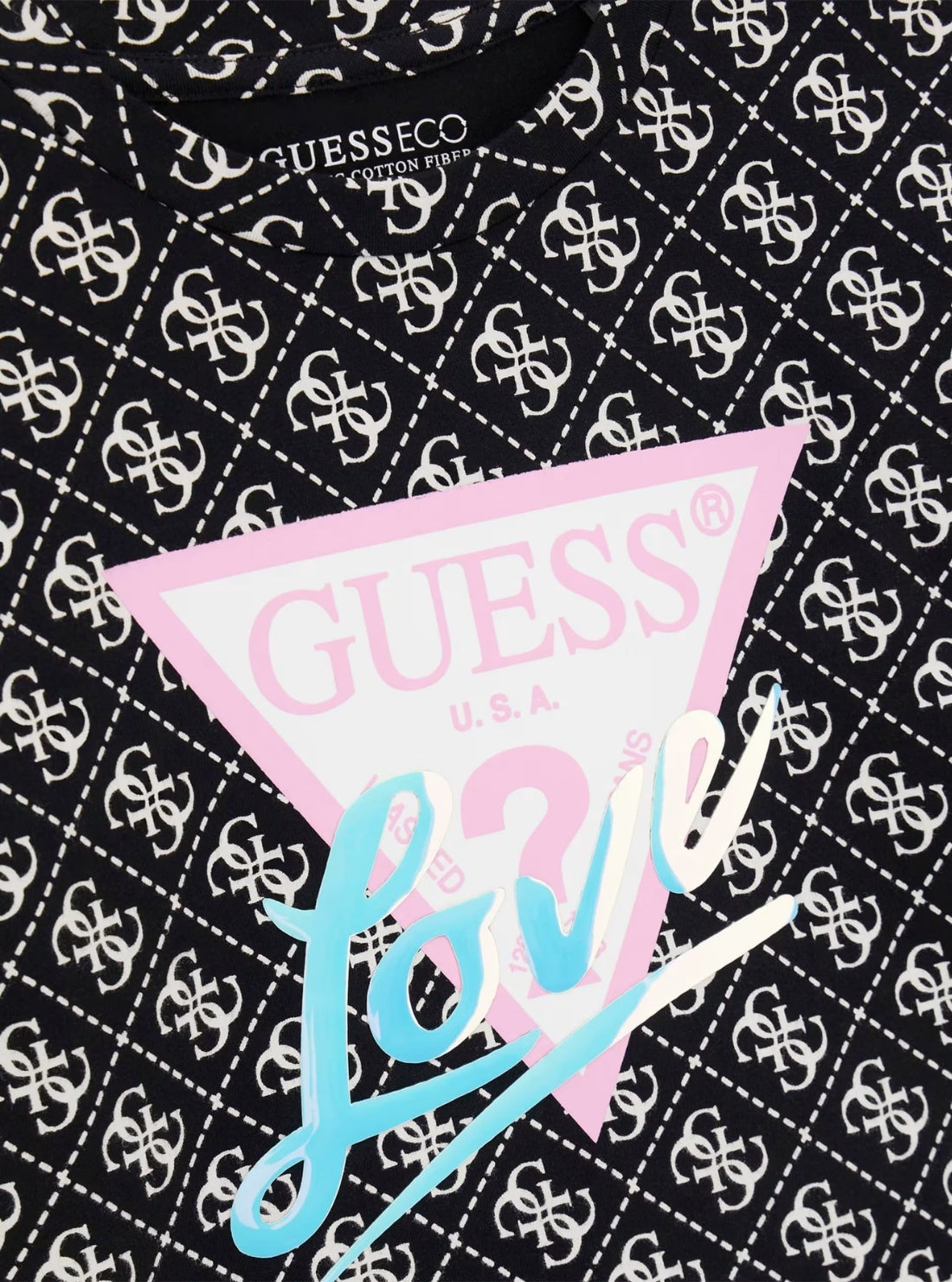 GUESS Kids Black Logo Midi T-Shirt (7-16) J6RI08K6YW4 Detail View