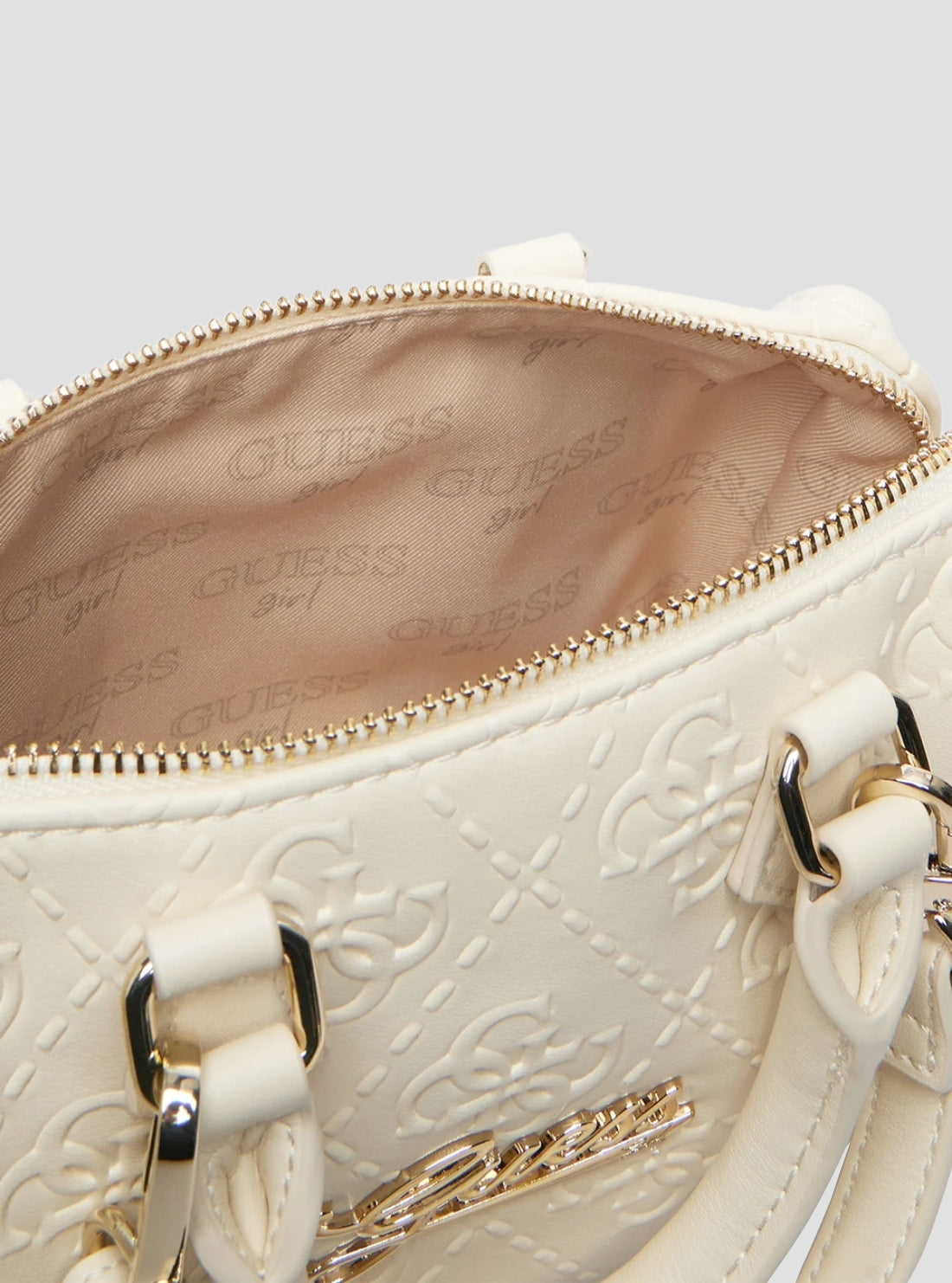 GUESS Kids Cream White Logo Mini Box Satchel J6RZ14WGT10 Inside View