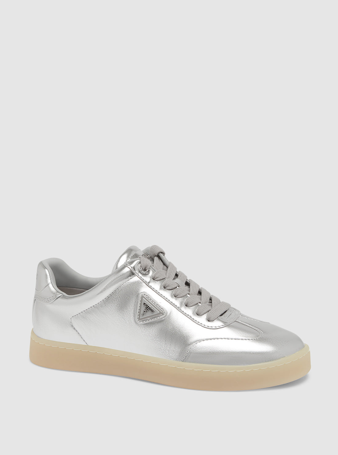 GUESS Womens Silver Jazlie Low-Top Sneakers JAZLIE Front Side View