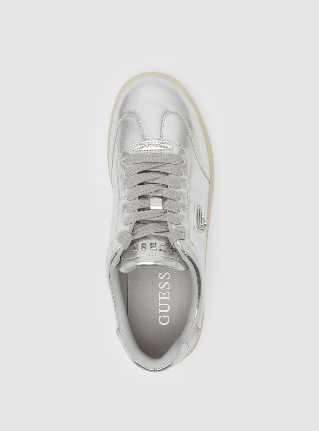 GUESS Womens Silver Jazlie Low-Top Sneakers JAZLIE Top View