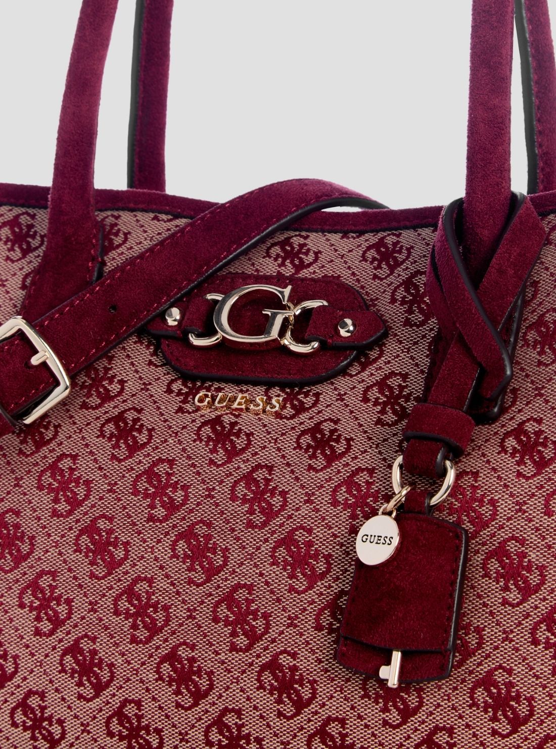 GUESS Womens Red Logo Samantha Girlfriend Satchel Bag JG231306 Detail View