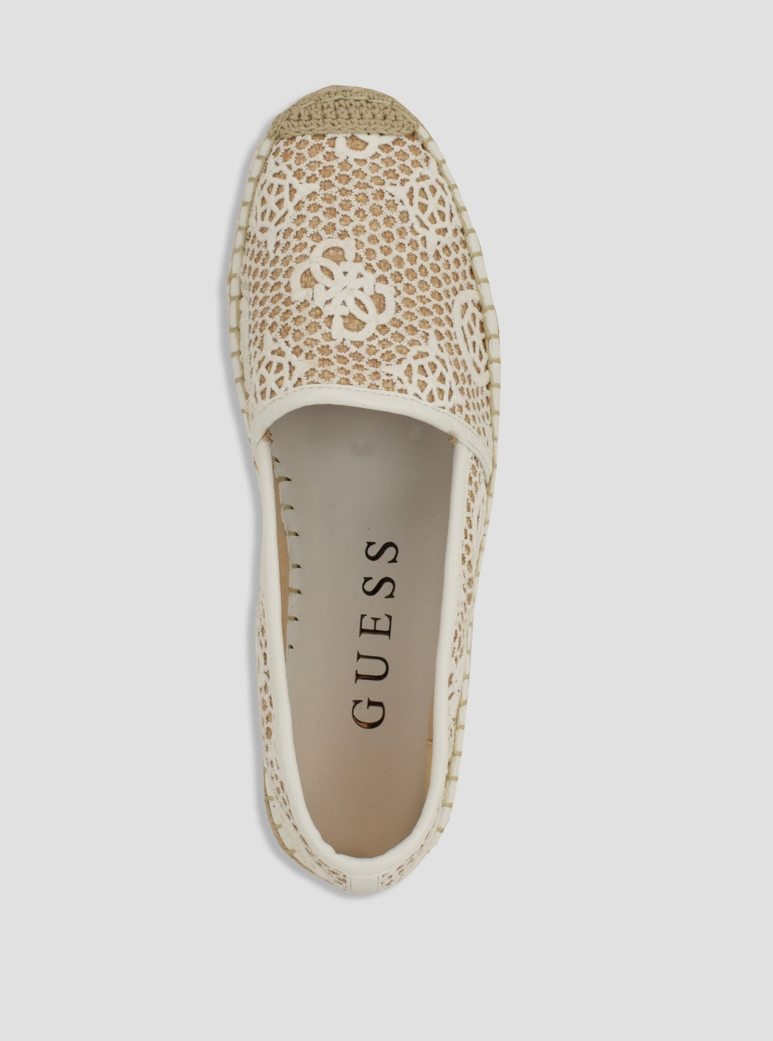 GUESS Womens White Joelynn Espadrilles JOELYNN Top View
