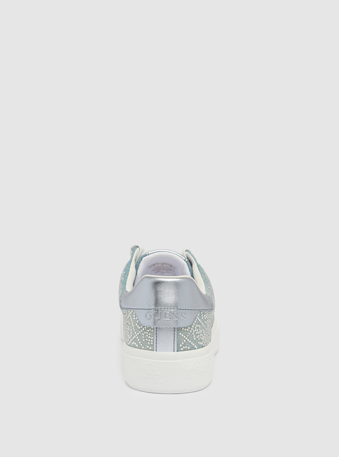 GUESS Womens Blue Joeraya Rhinestone Logo Sneakers JOERAYA2  Back View