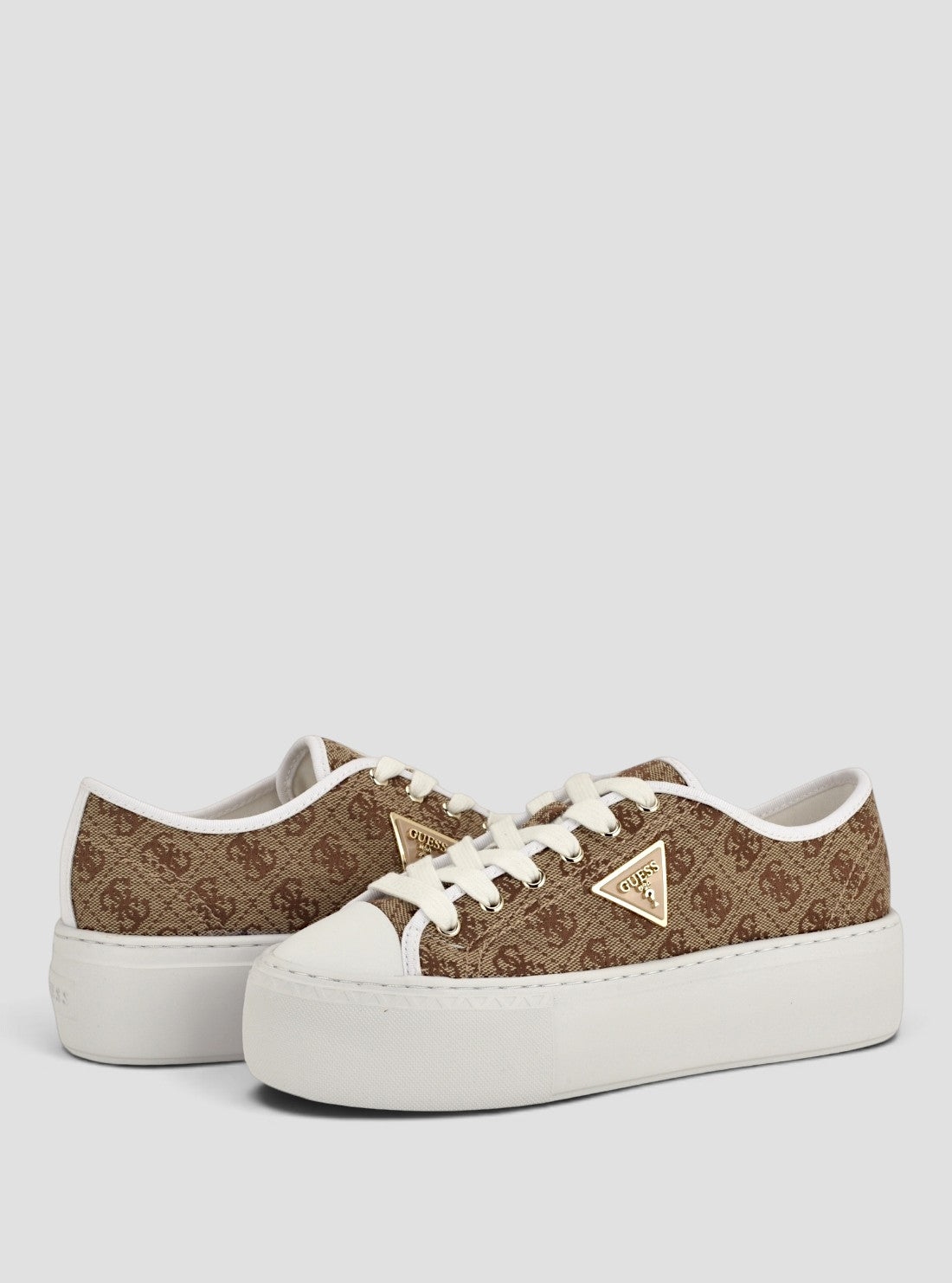 GUESS Womens Medium Brown Joezi Sneakers JOEZI4 Front Side View