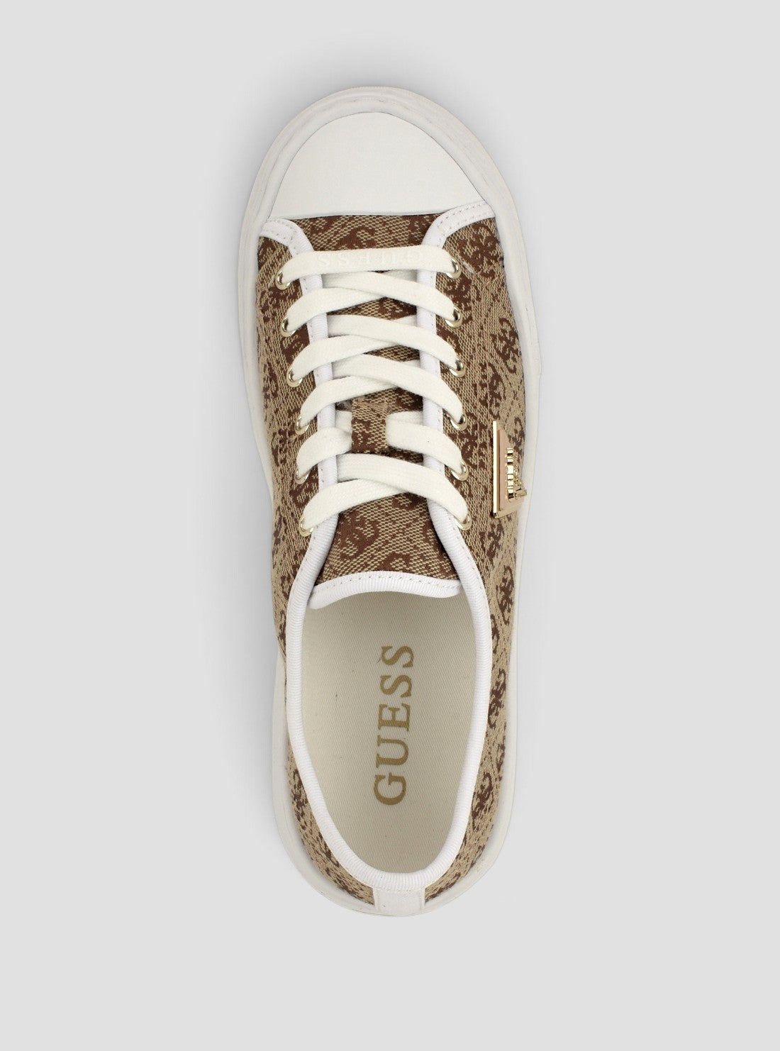 GUESS Womens Medium Brown Joezi Sneakers JOEZI4 Top View