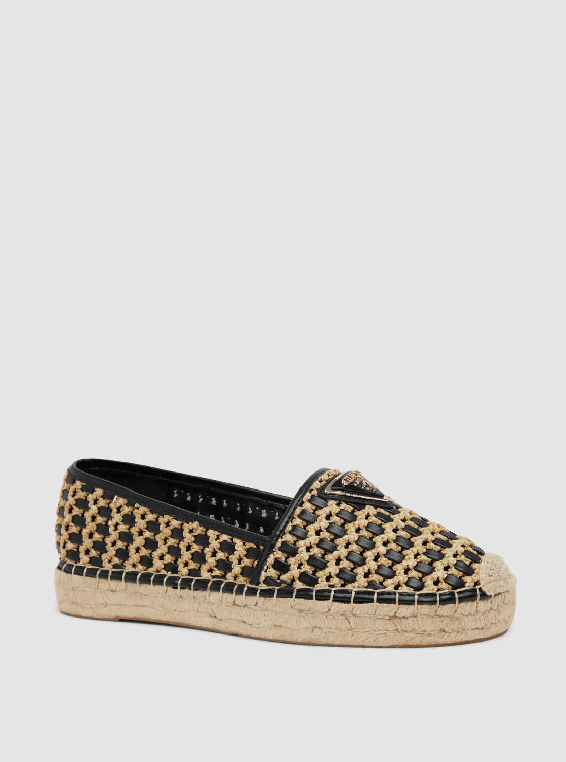 GUESS Womens Black Woven Jolandon Flats JOLANDON2 Front Side View