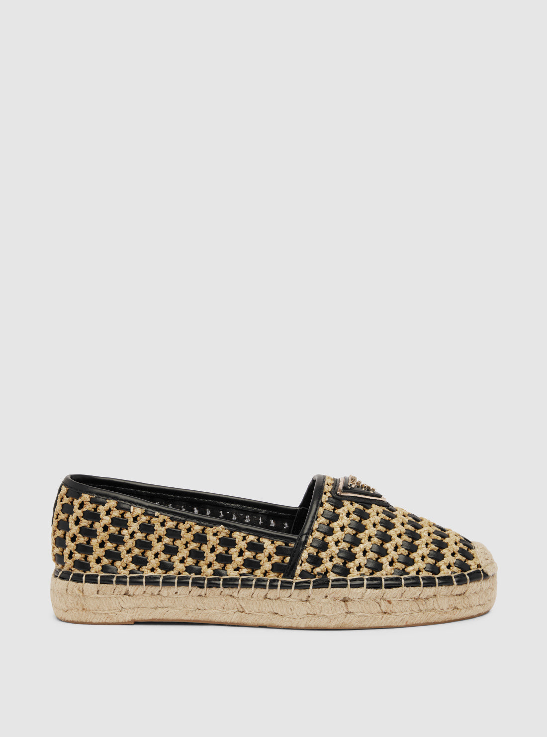 GUESS Womens Black Woven Jolandon Flats JOLANDON2 Side View