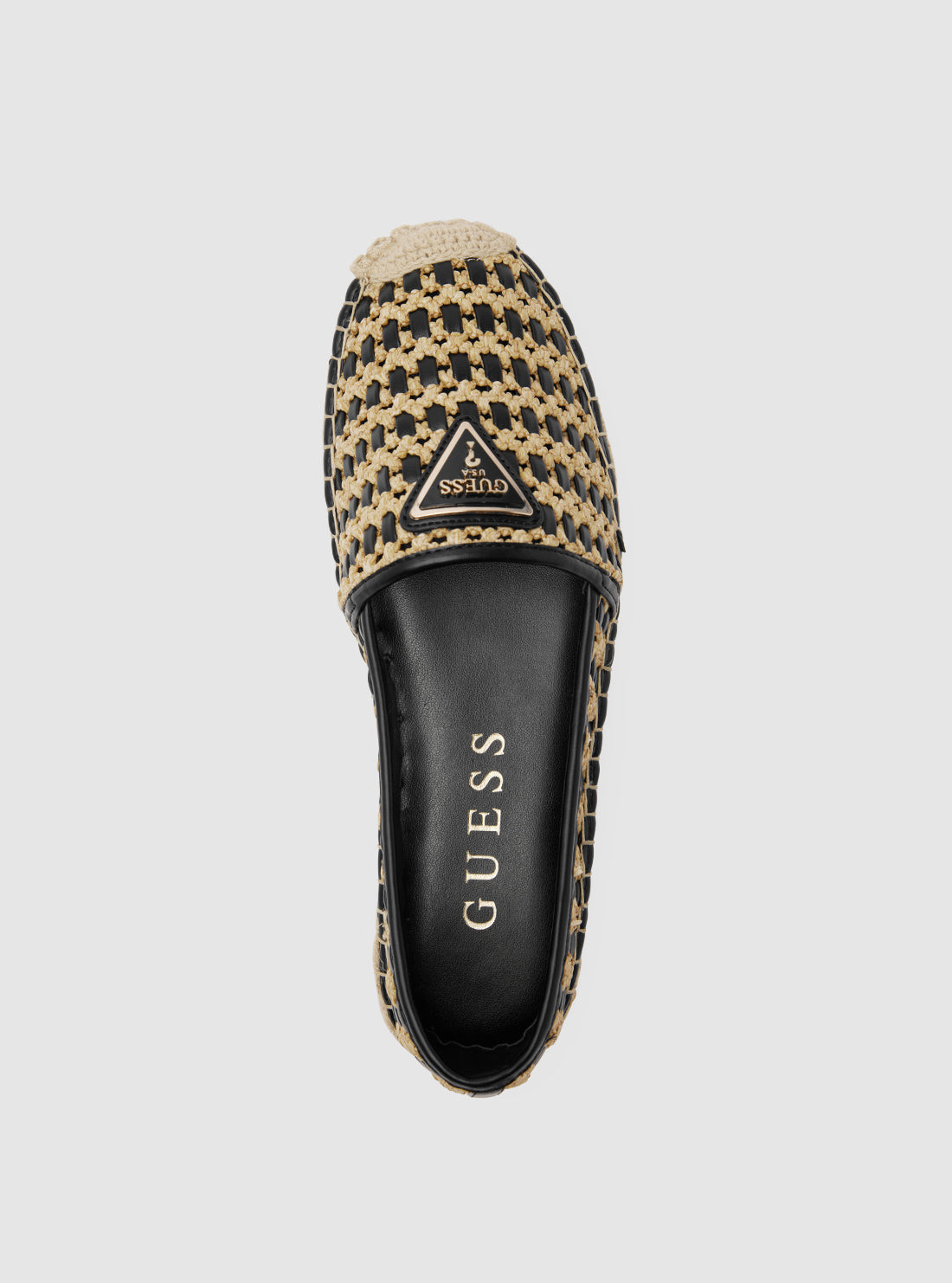 GUESS Womens Black Woven Jolandon Flats JOLANDON2 Top View