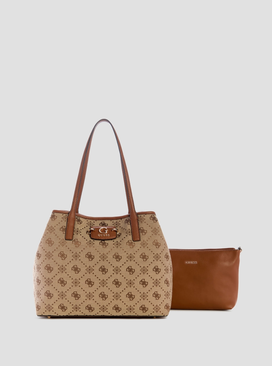 GUESS Womens Brown Logo Neda 2-in-1 Tote Bag JP965423 Front View