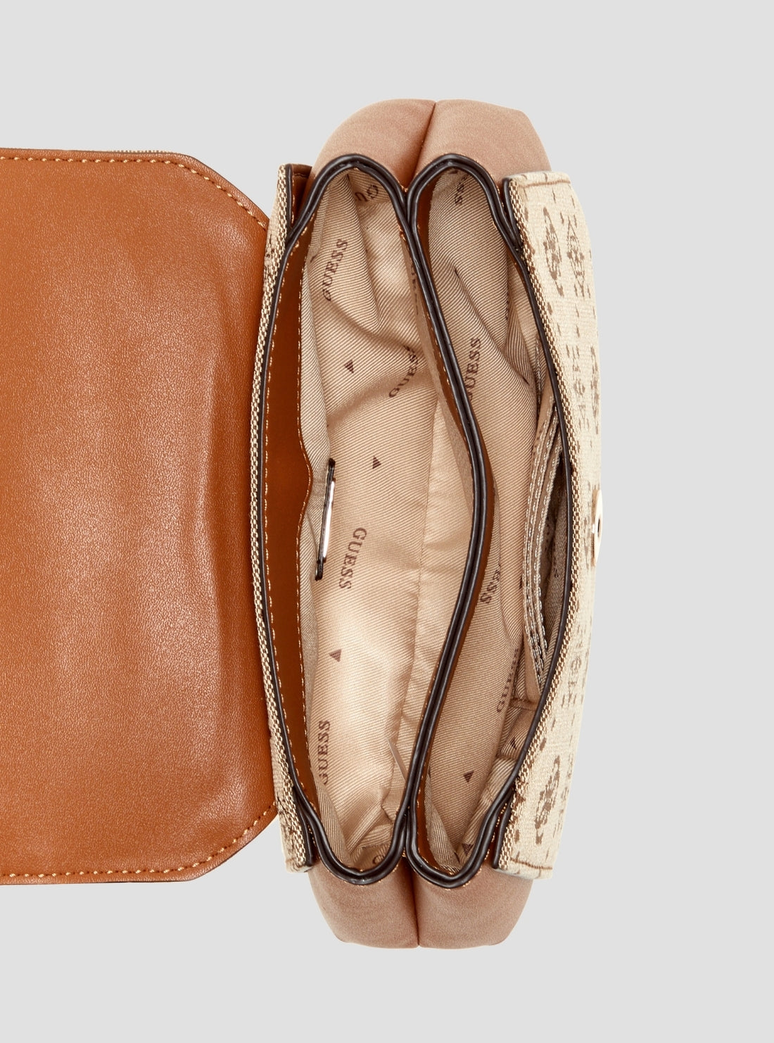 Brown Logo Melinda Mini Convertible Crossbody Flap Bag JP990278 Inside View