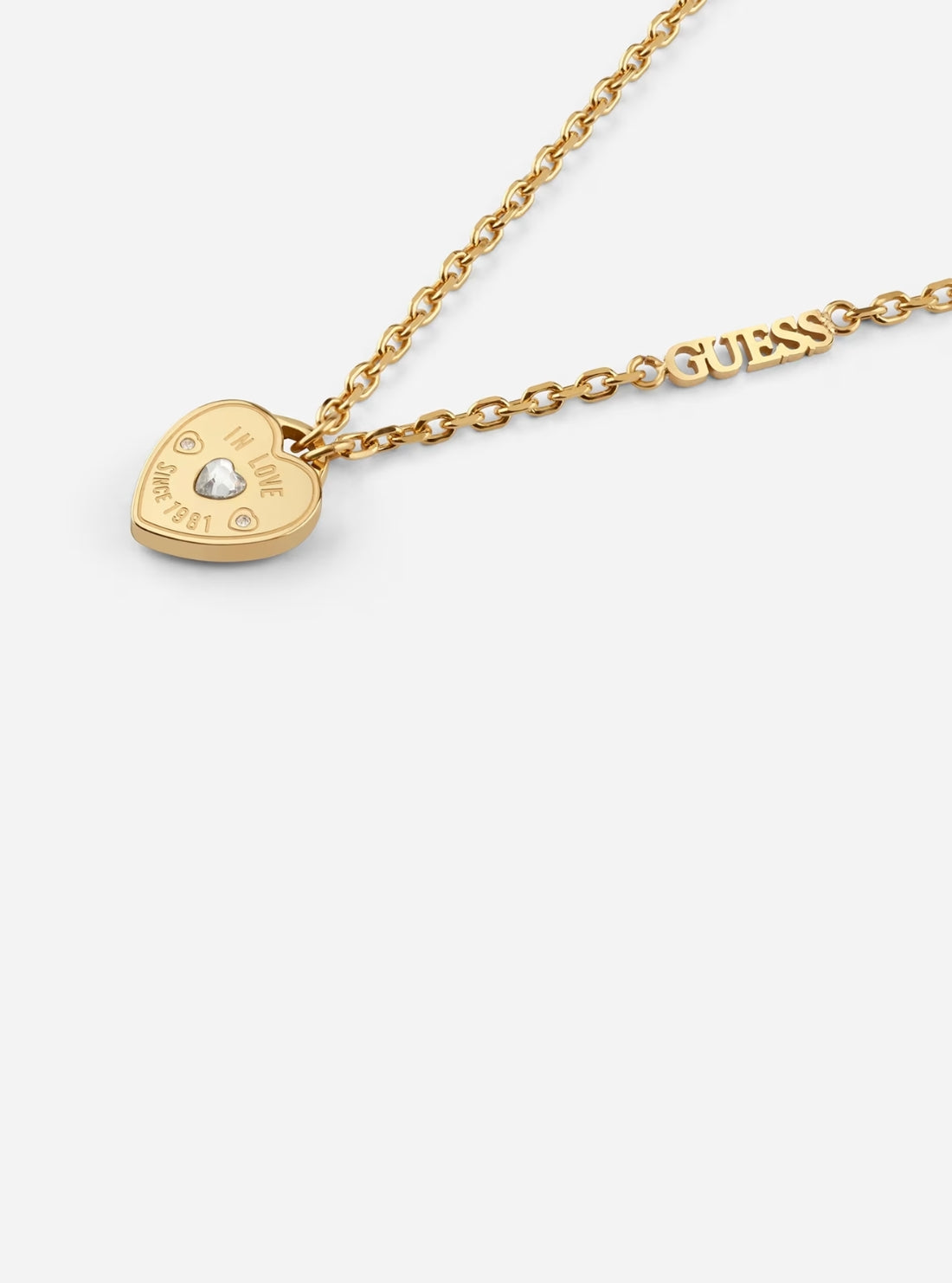 GUESS Accessories Gold Heart Charm Bracelet JUBB05057JW Detail View