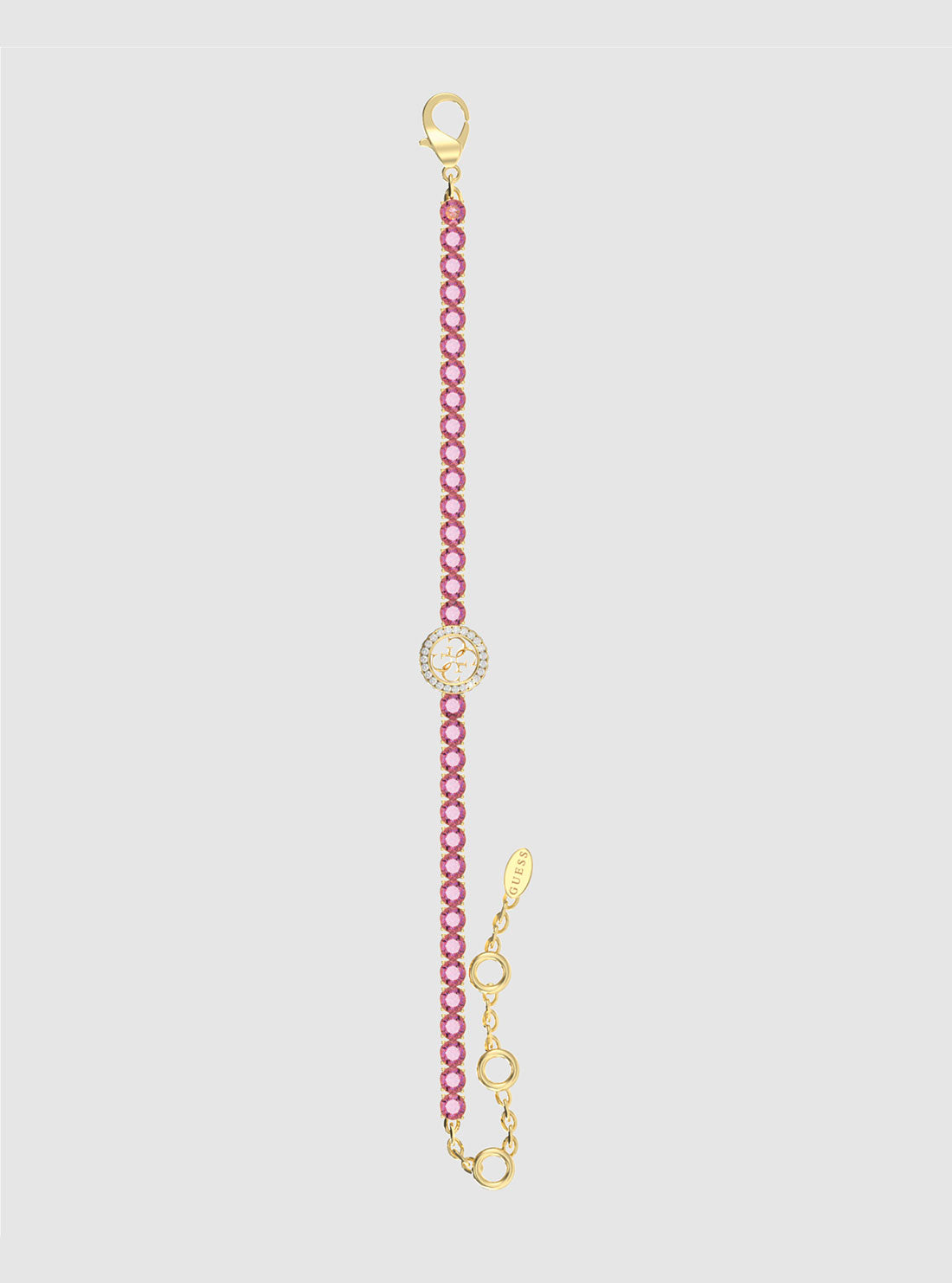 Gold Pink Logo Tennis Bracelet