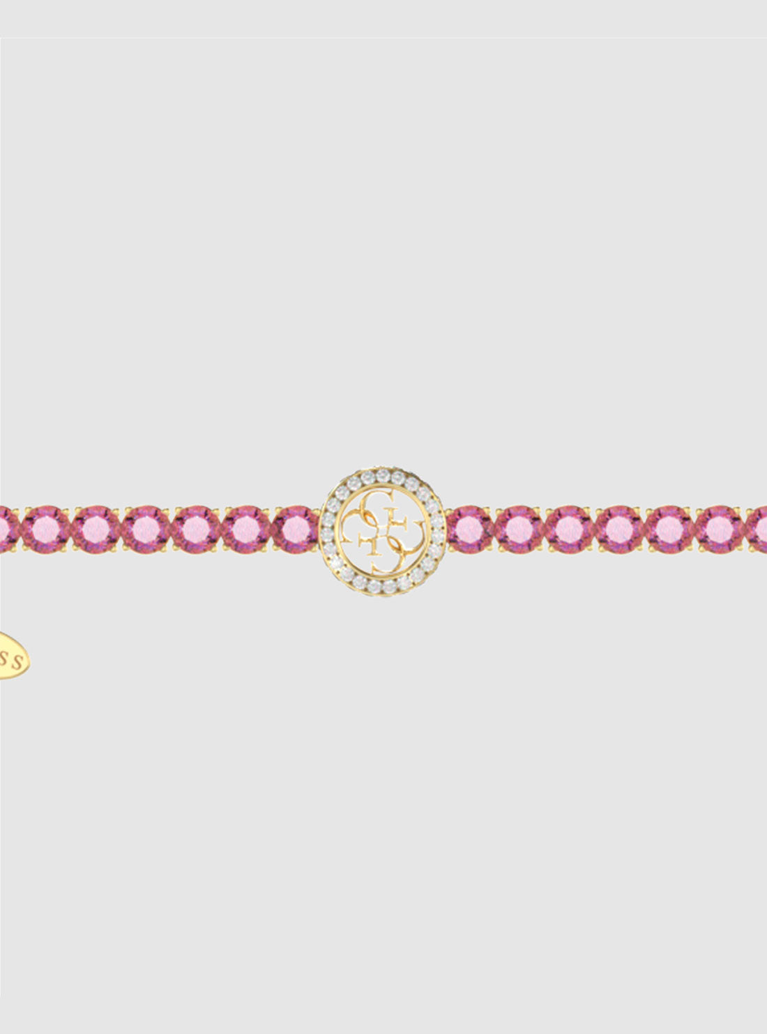 Gold Pink Logo Tennis Bracelet