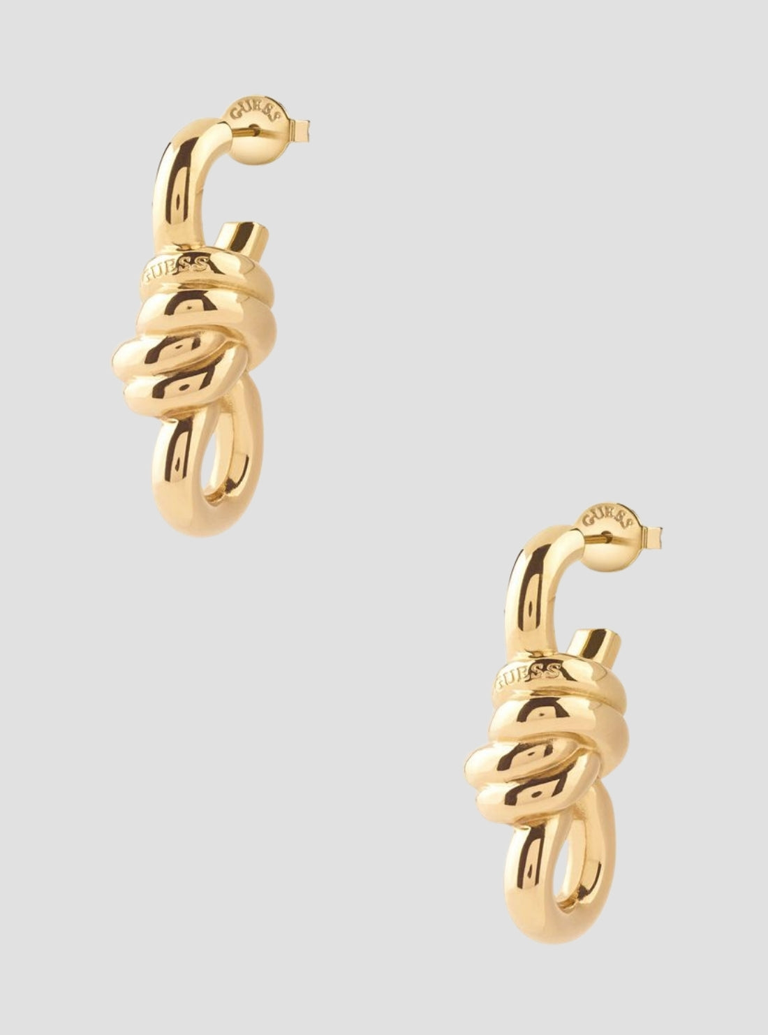 GUESS Accessories Gold Modern Love Knot Drop Earrings JUBE04002JWYGT Front View