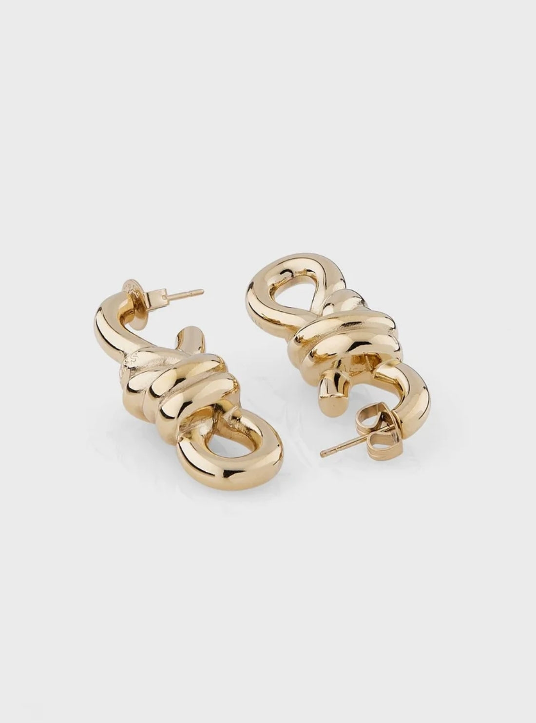 GUESS Accessories Gold Modern Love Knot Drop Earrings JUBE04002JWYGT Front View