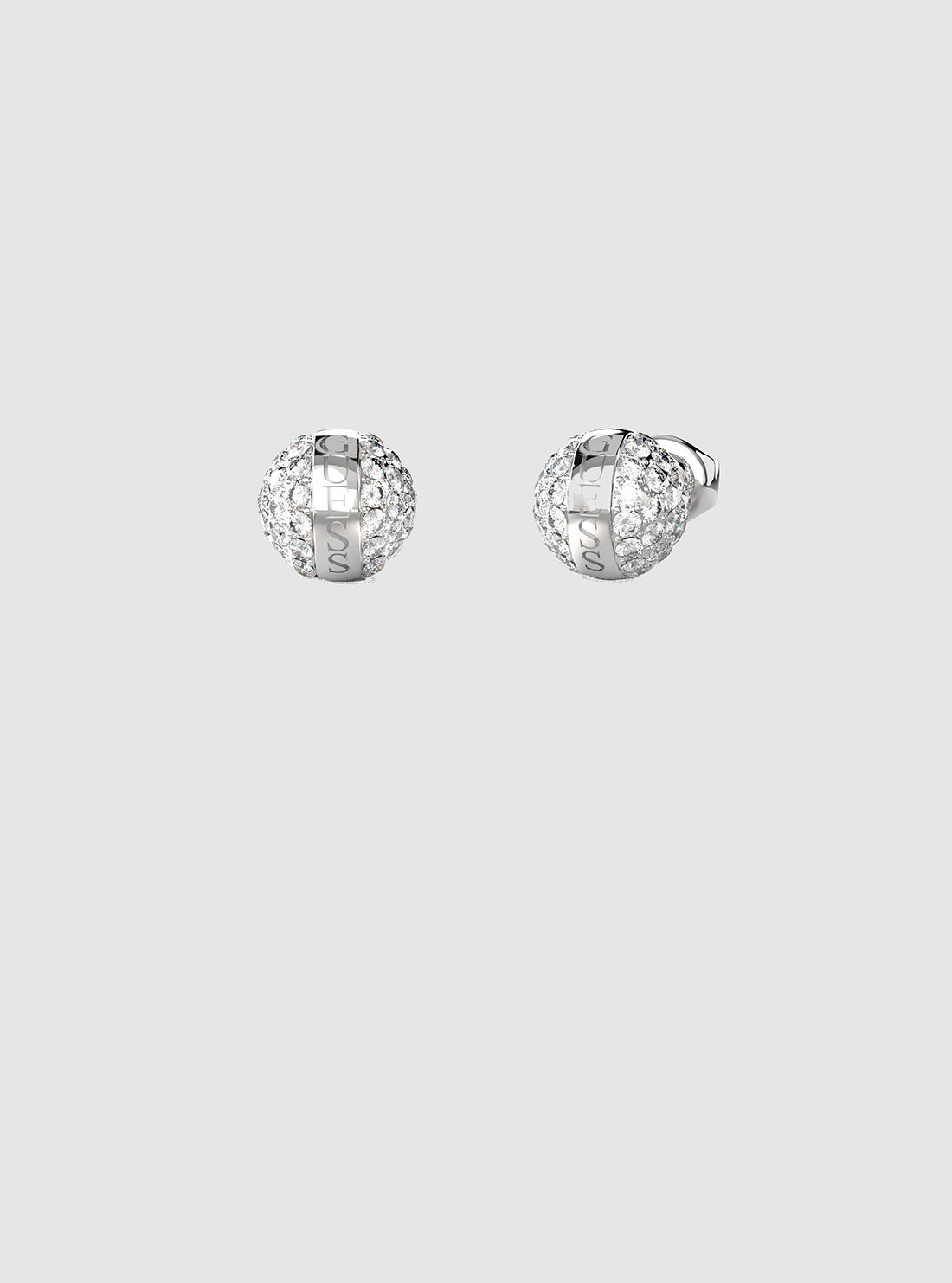 Silver Pave Bead Stud Earrings
