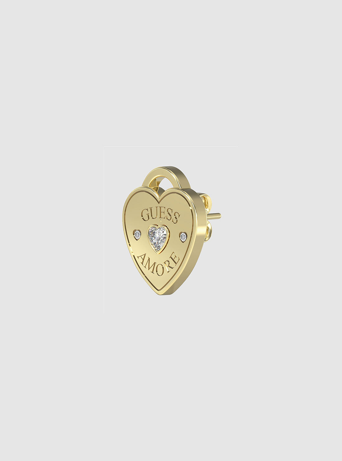 GUESS Accessories Gold Logo Heart Stud Earrings JUBE05058JWYGT Detail View