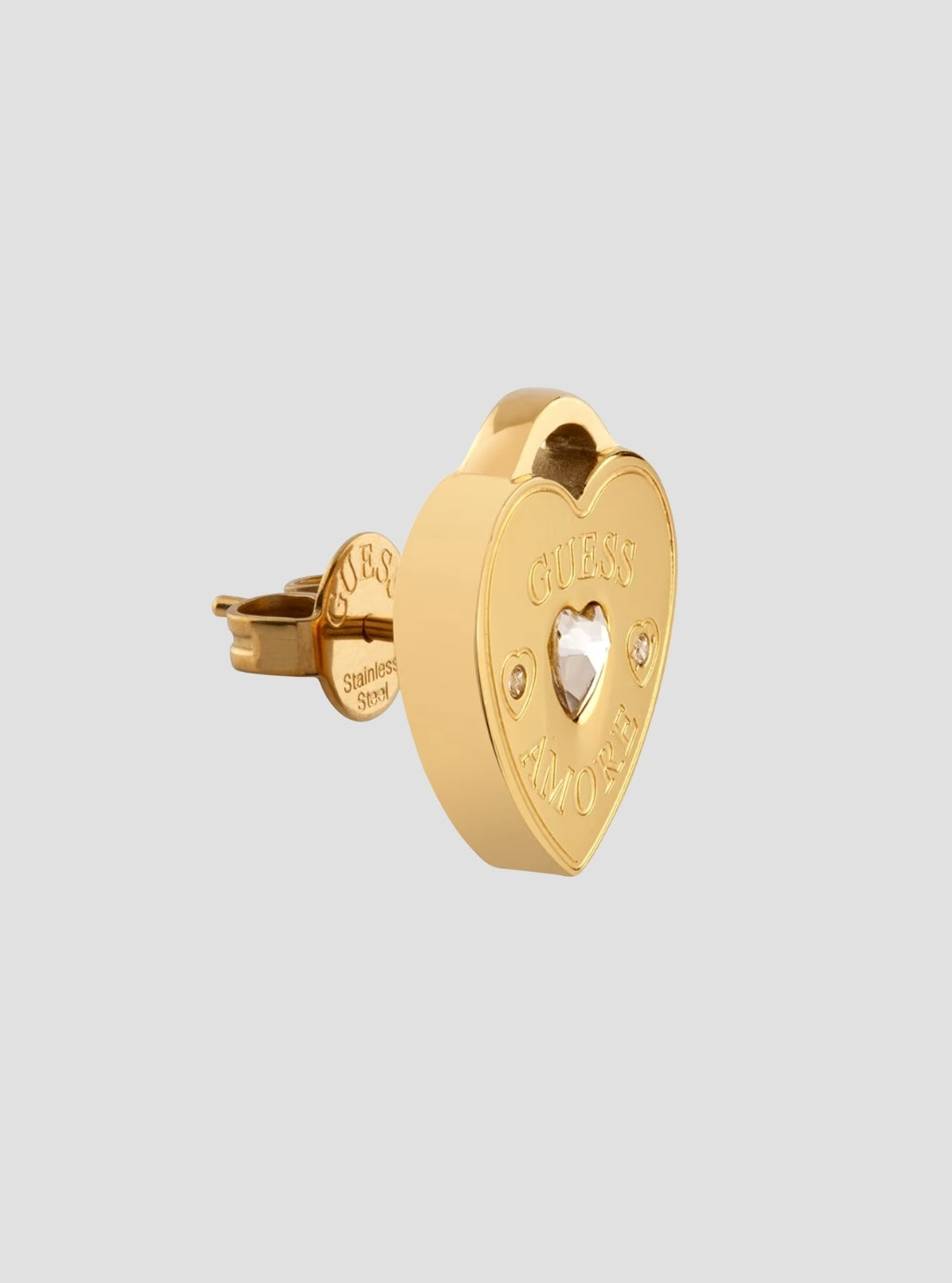 GUESS Accessories Gold Logo Heart Stud Earrings JUBE05058JWYGT Detail View