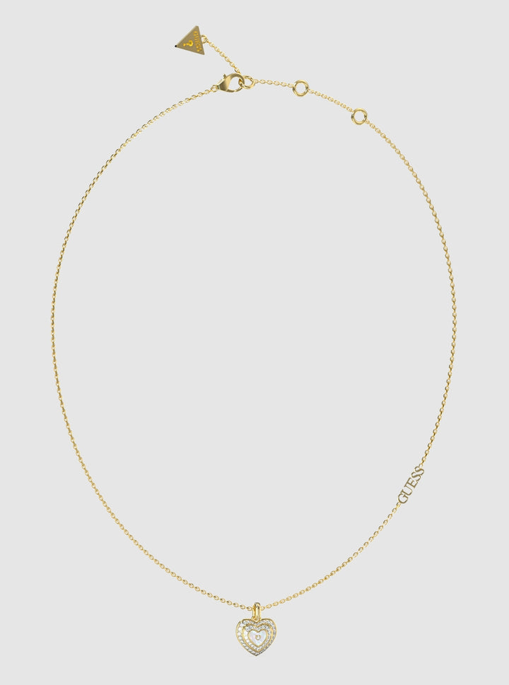Gold Amami MOP Heart Necklace | GUESS Women's Jewellery | Front view