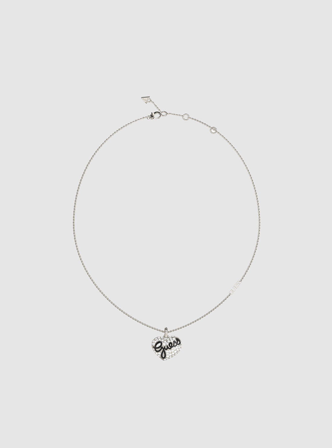 Silver Pave Heart Necklace