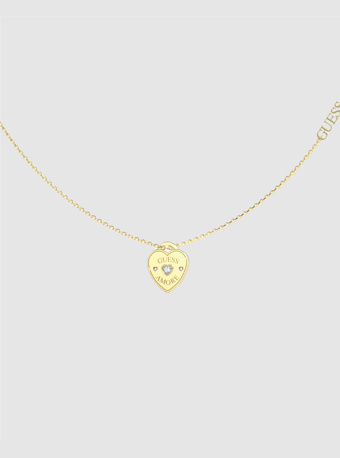 GUESS Accessories Gold Heart Charm Necklace JUBN05056JWYGT Detail View